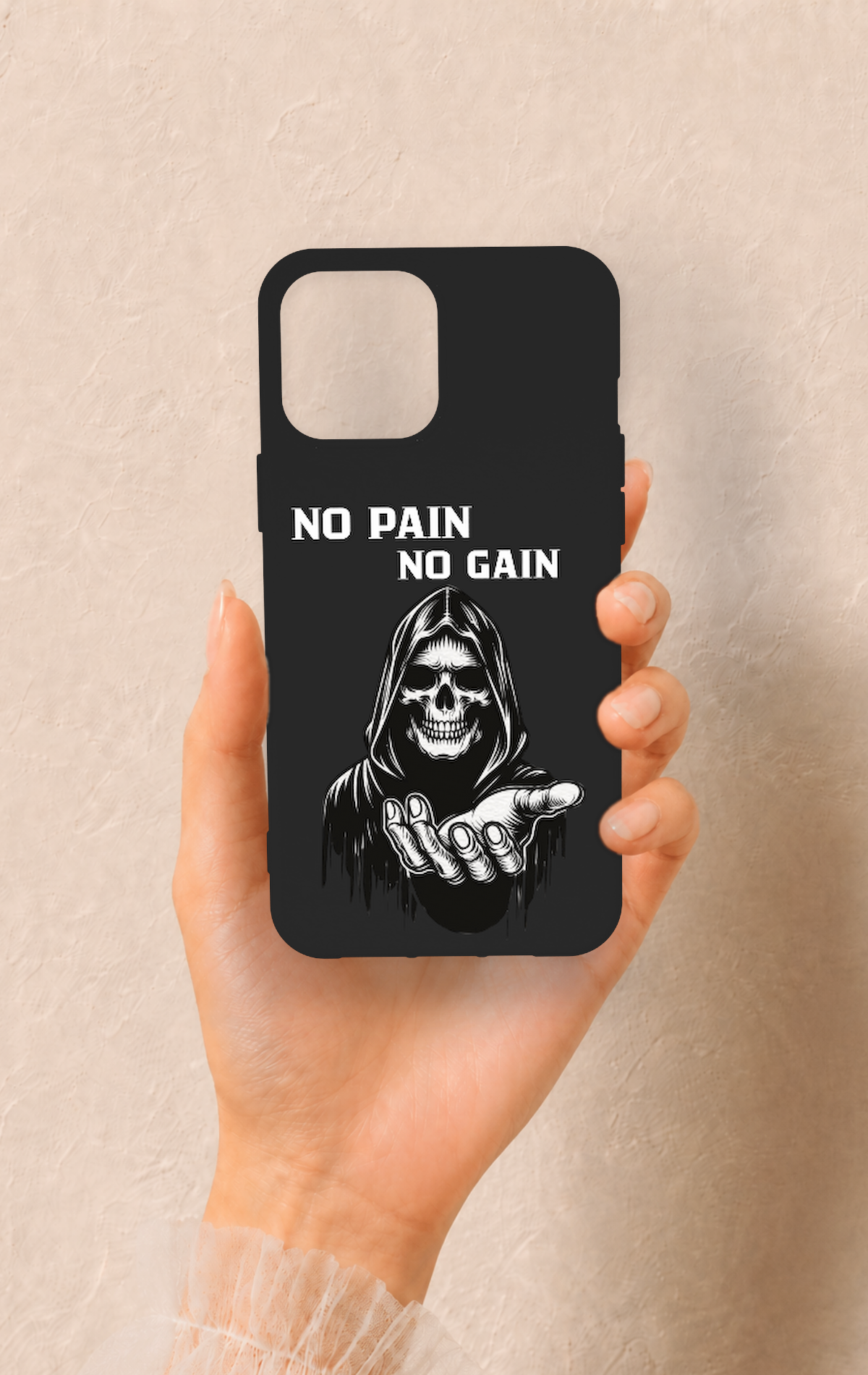 iPhone 12 Pro Max Uyumlu No Pain No Gain Desenli Silikon Kılıf