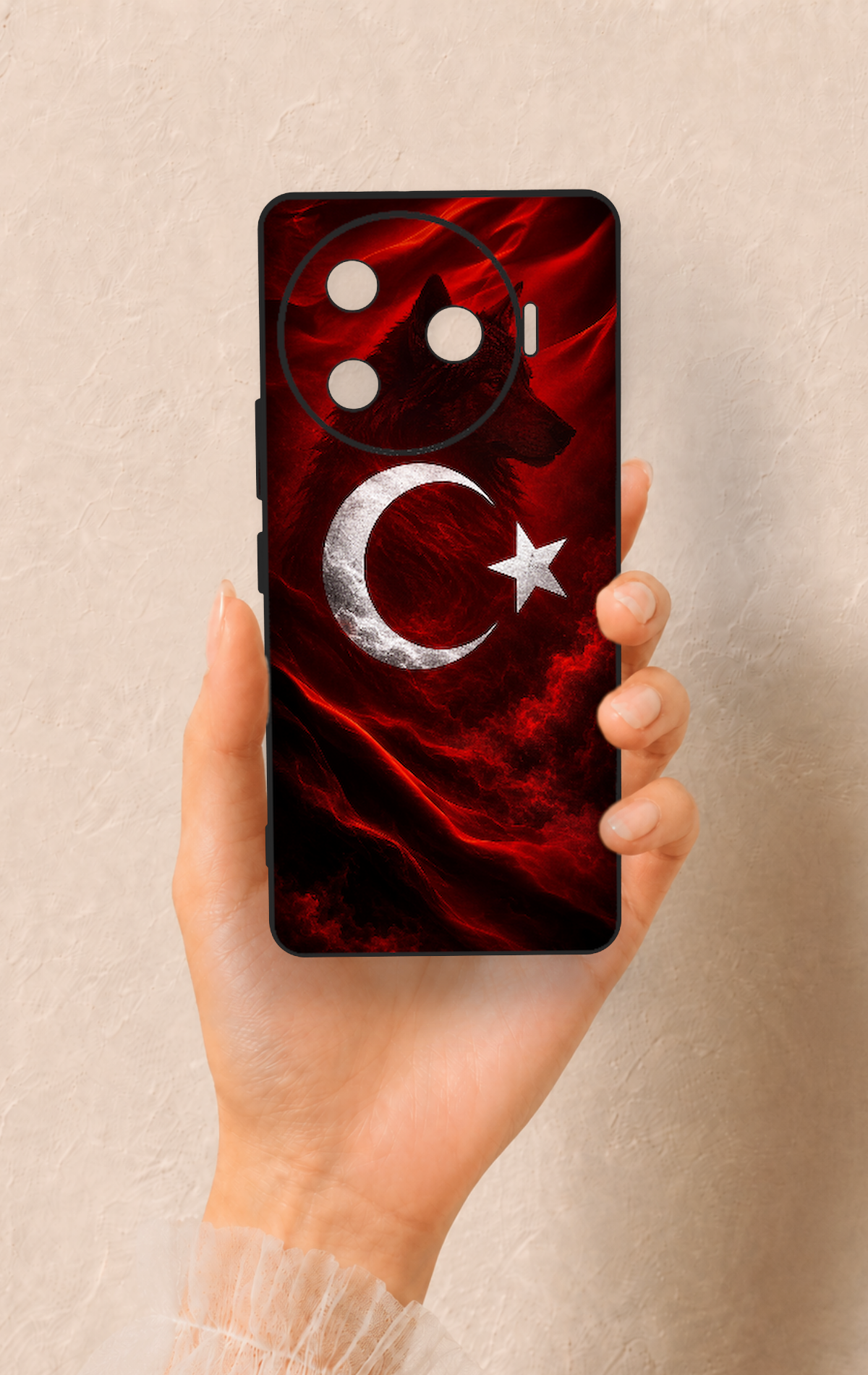 Tecno Camon 30 Pro 5G Uyumlu Kurt Türk Bayrağı Desenli Silikon Kılıf