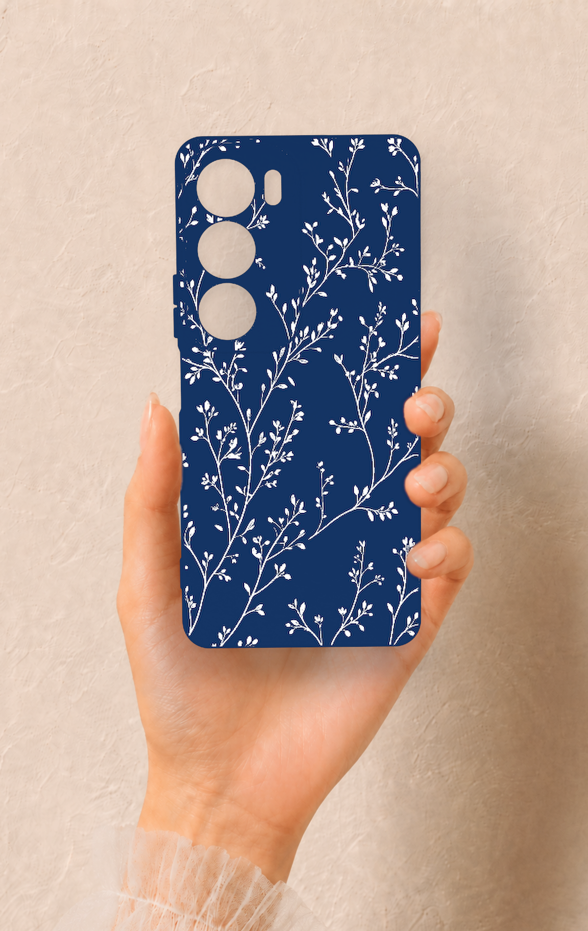 Vivo Y19s Uyumlu İnce Yaprak Dalı Desenli Silikon Kılıf