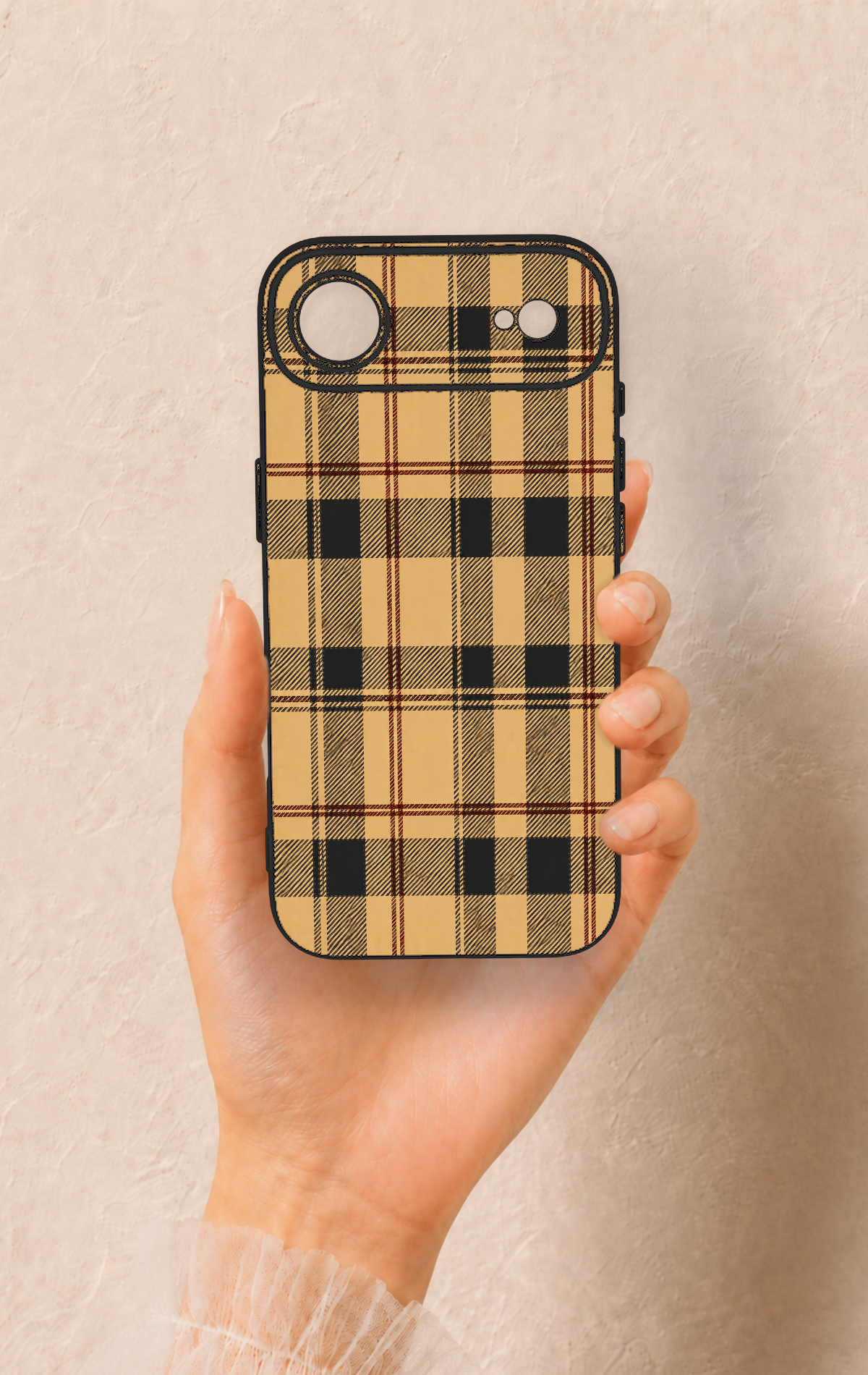 iPhone 17 Air Uyumlu Burberry Ekose Desenli Silikon Kılıf
