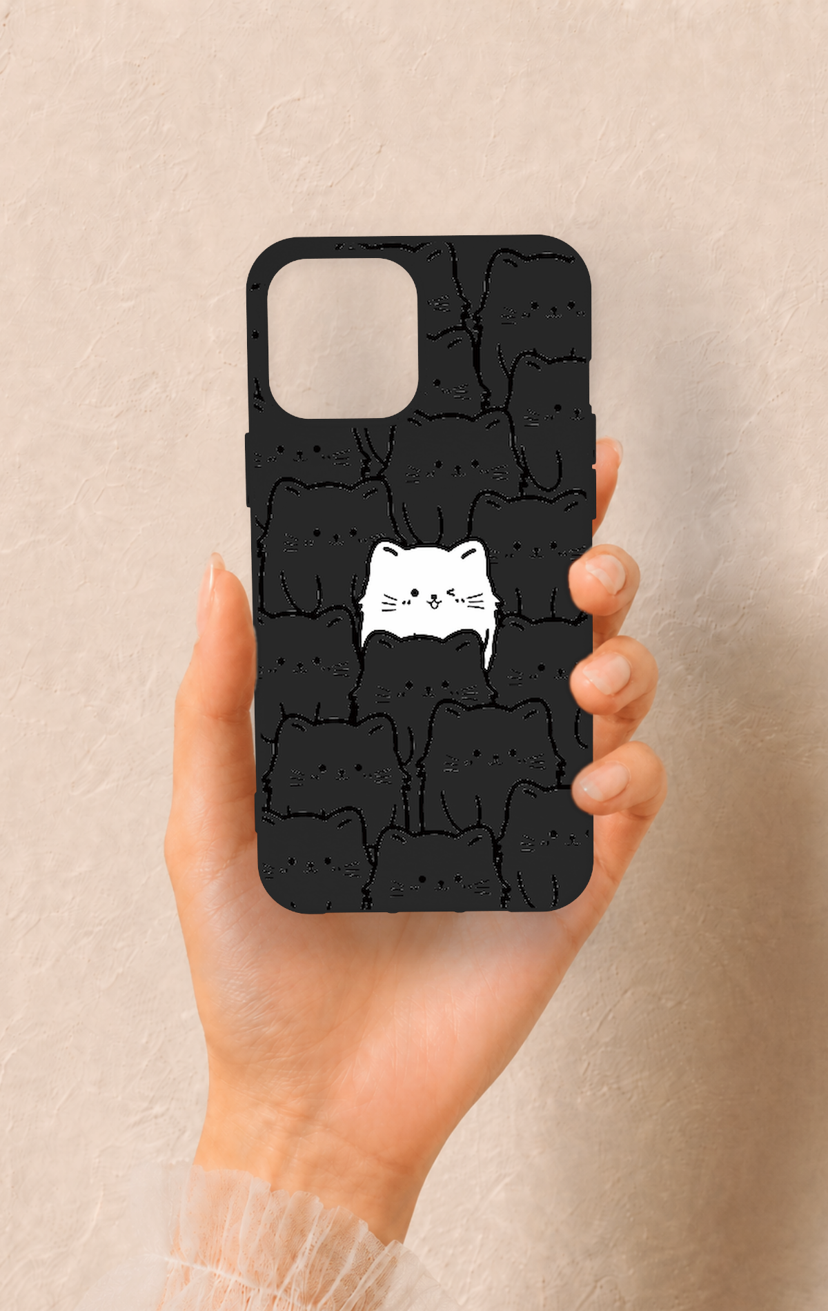 iPhone 12 Pro Max Uyumlu Many Cats Desenli Silikon Kılıf