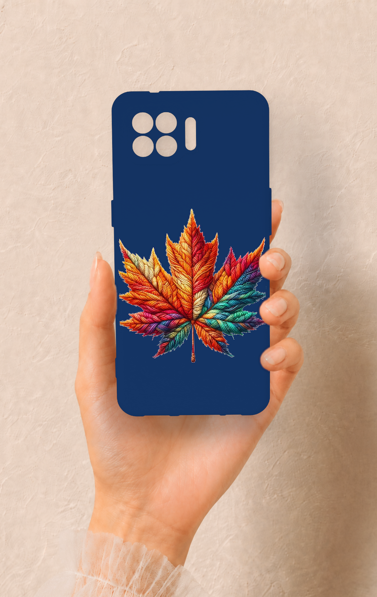 Oppo Reno 4 Lite Uyumlu Renkli Yaprak Desenli Silikon Kılıf