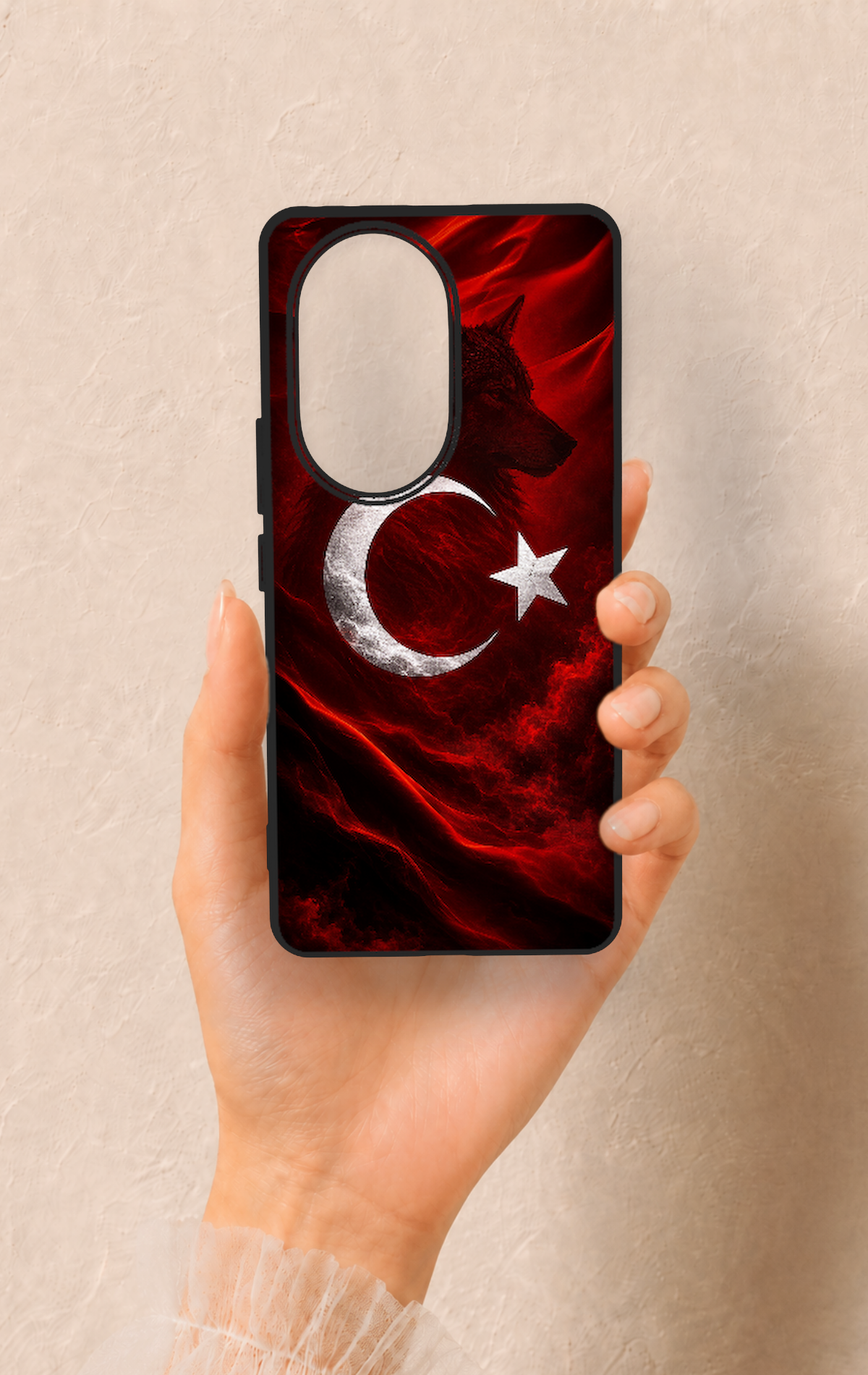 Honor 200 Pro 5G Uyumlu Kurt Türk Bayrağı Desenli Silikon Kılıf