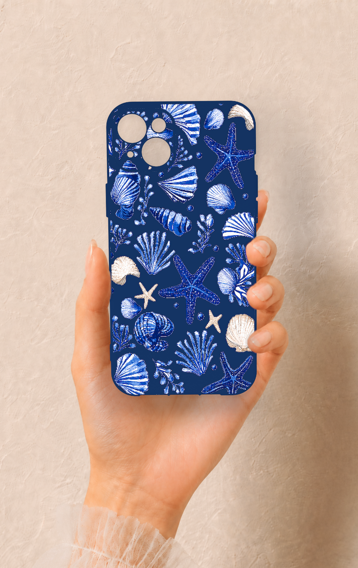 iPhone 14 Plus/15 Plus Uyumlu Deniz Kabuğu Desenli Silikon Kılıf