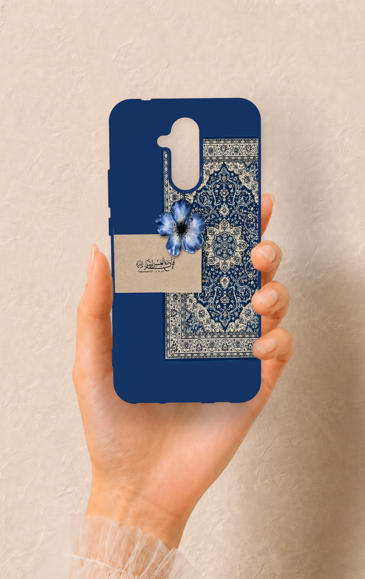 Huawei Mate 20 Lite Uyumlu Mavi Etnik Halı Desenli Silikon Kılıf