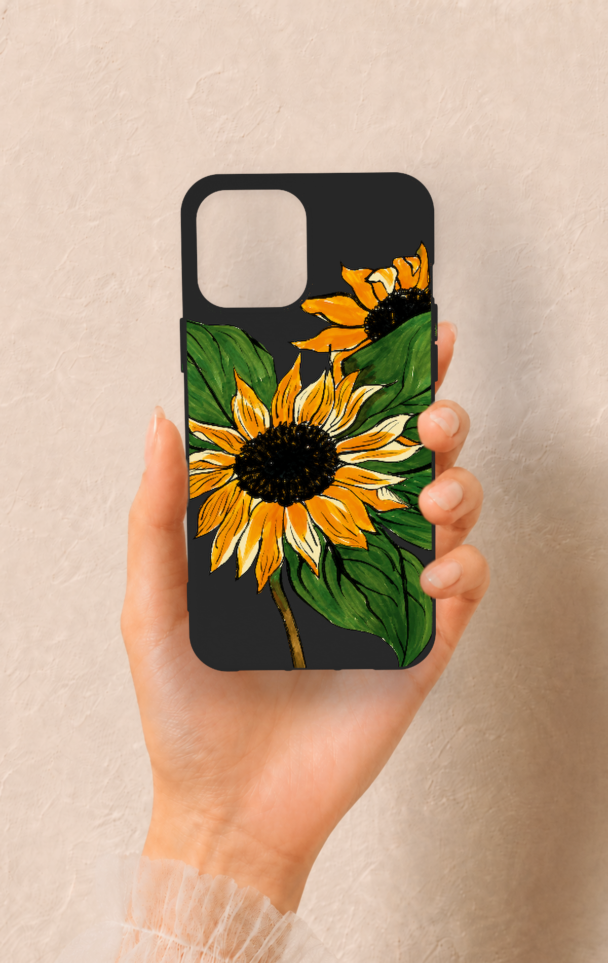 iPhone 12 Pro Max Uyumlu Ay Çiçeği Desenli Silikon Kılıf