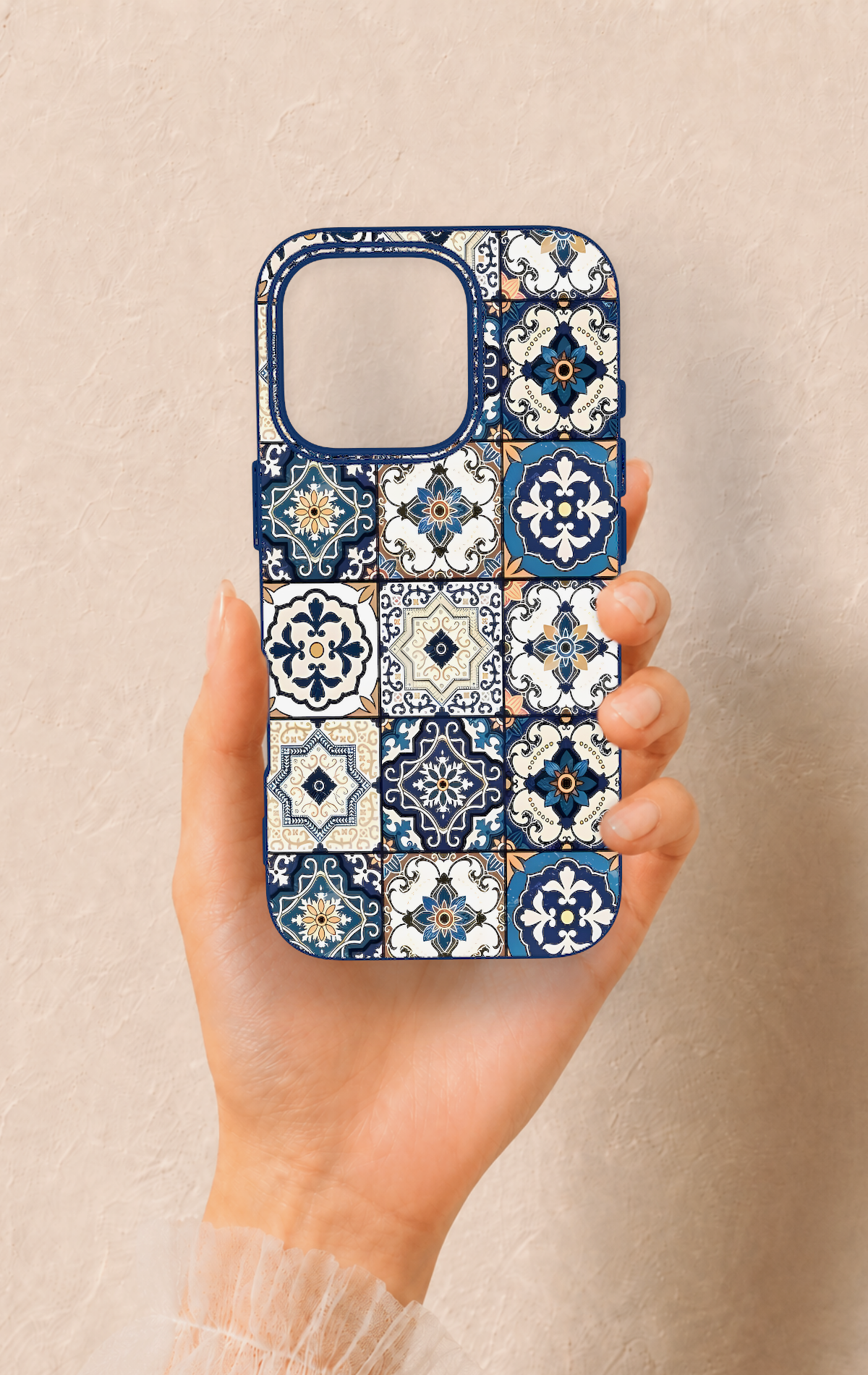 iPhone 16 Pro Uyumlu Mozaik Çini Desenli Silikon Kılıf