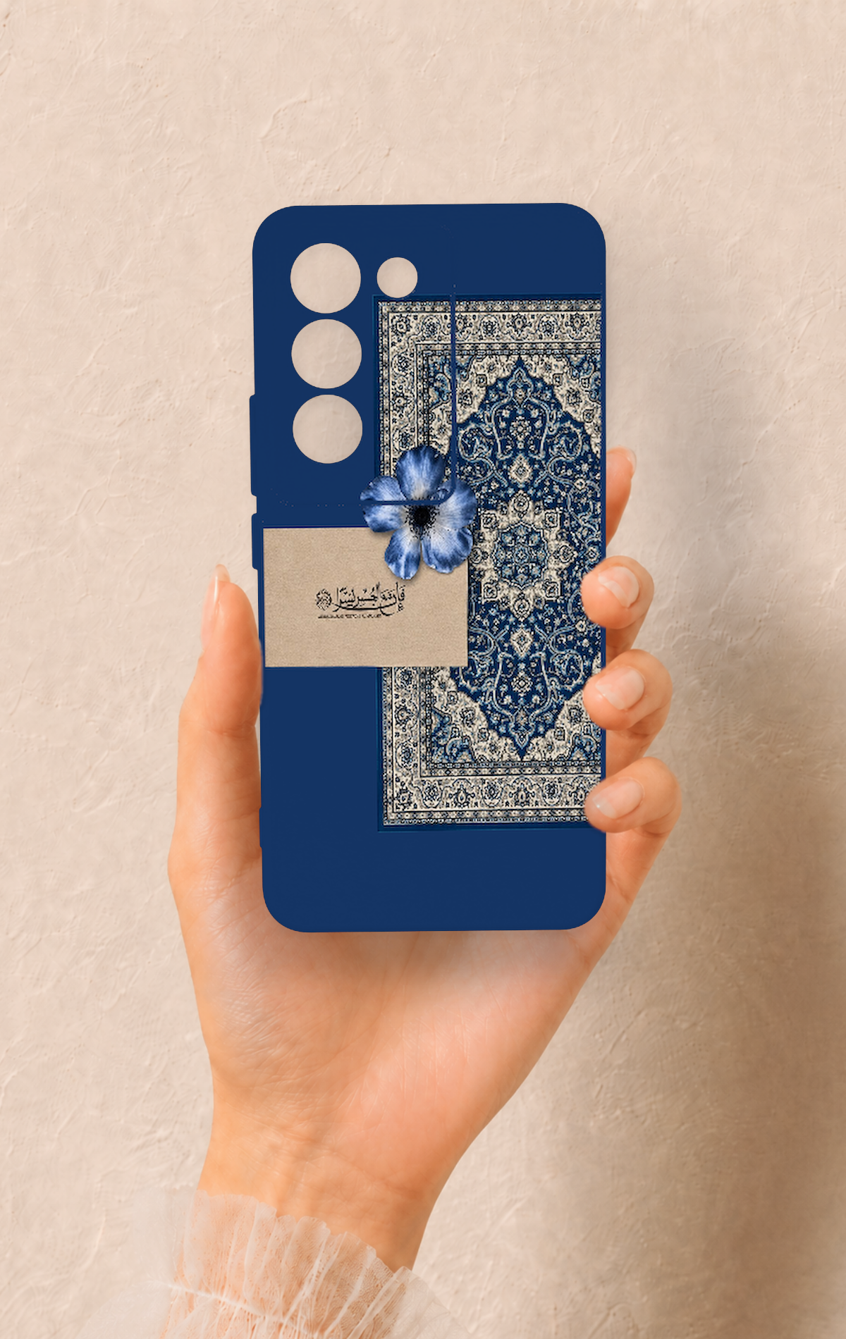Vivo V30 Lite Uyumlu Mavi Etnik Halı Desenli Silikon Kılıf