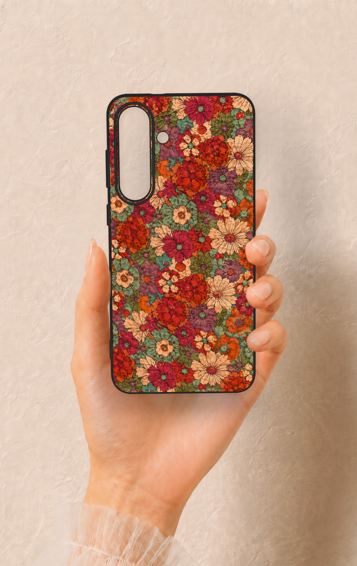 Samsung S25Fe Uyumlu Pastel Çiçek Bahçesi Desenli Silikon Kılıf