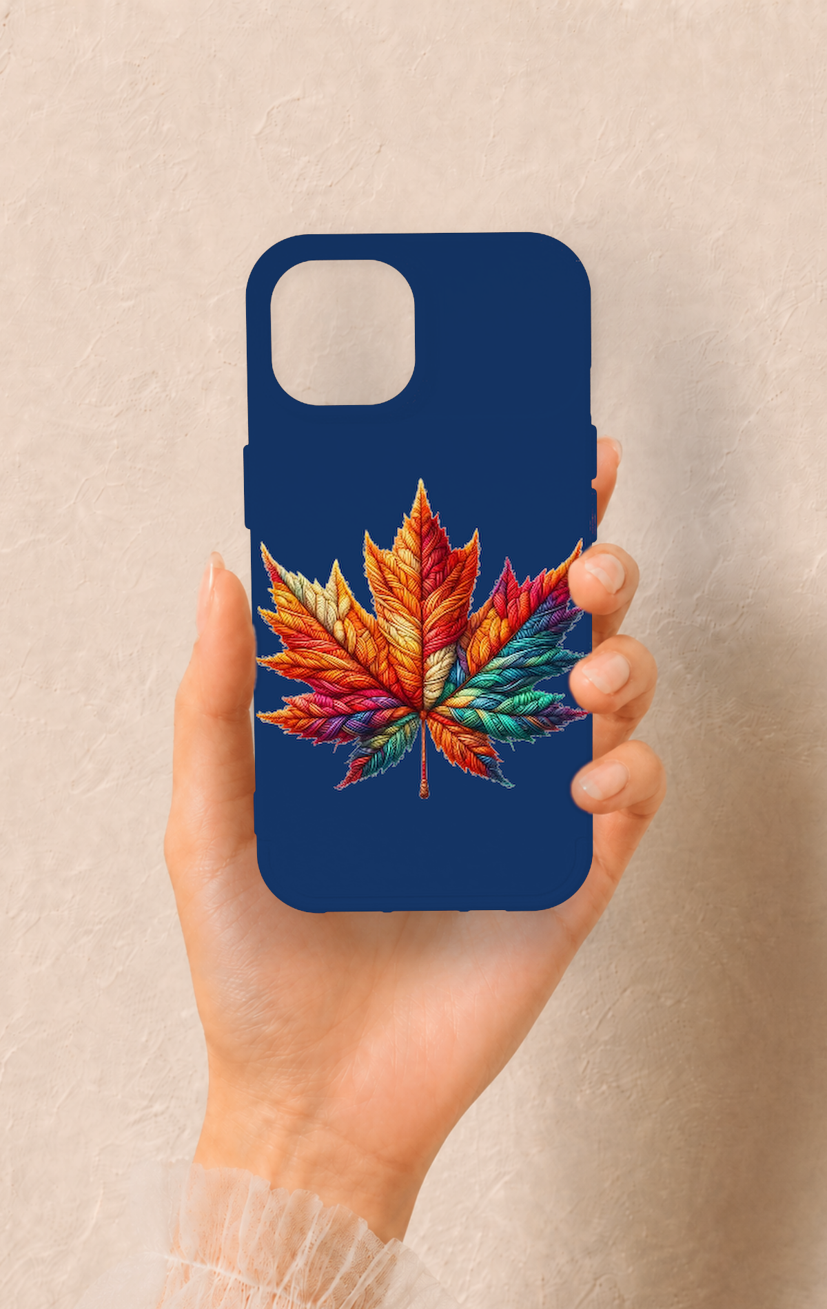 iPhone 15 Uyumlu Renkli Yaprak Desenli Silikon Kılıf