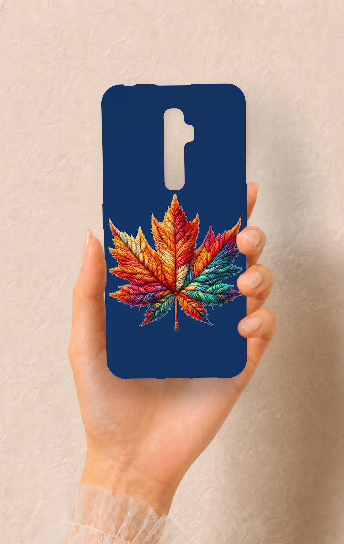 Oppo Reno 2Z Uyumlu Renkli Yaprak Desenli Silikon Kılıf