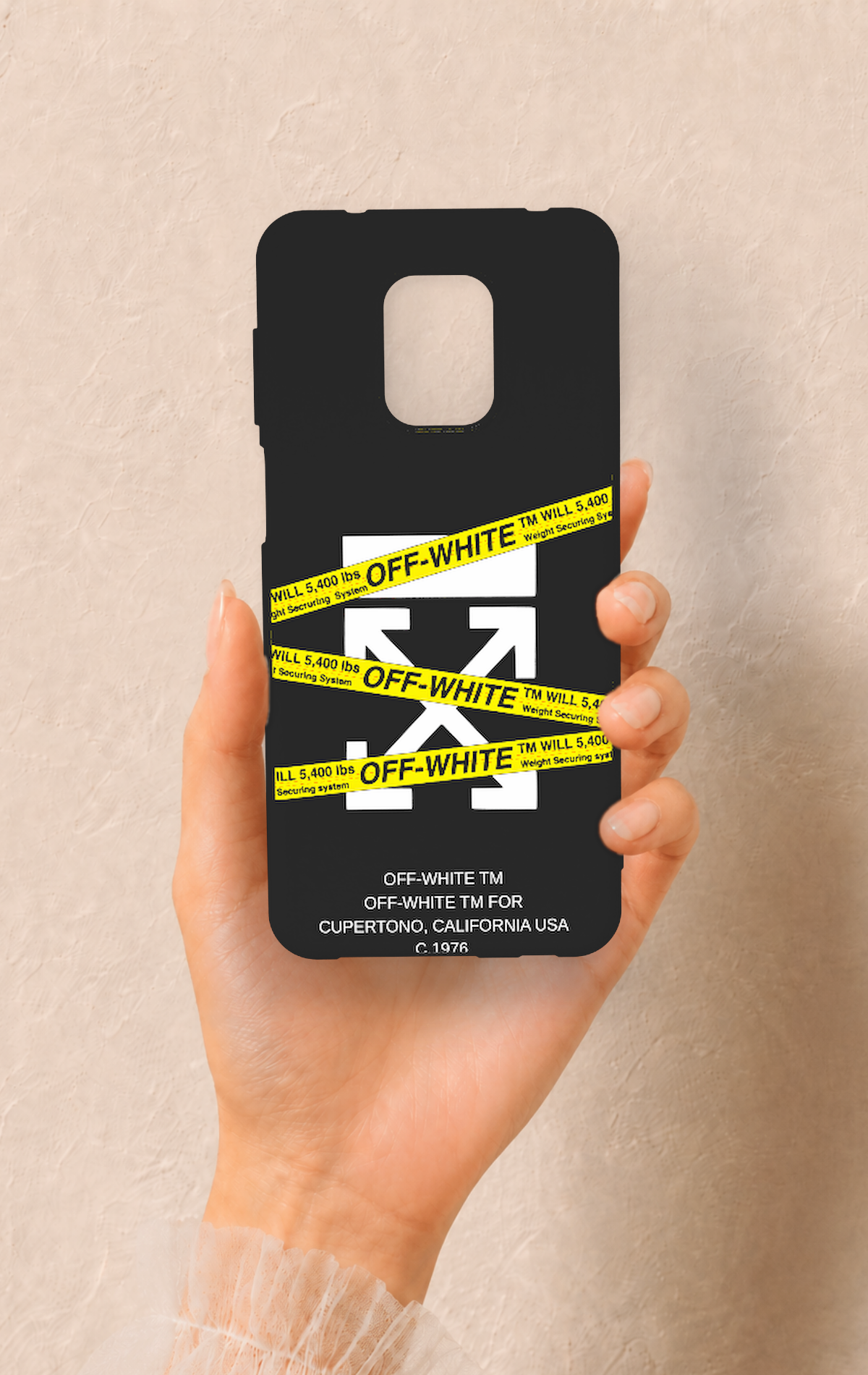 Redmi Note 9 Pro 9S Uyumlu Off White Desenli Silikon Kılıf