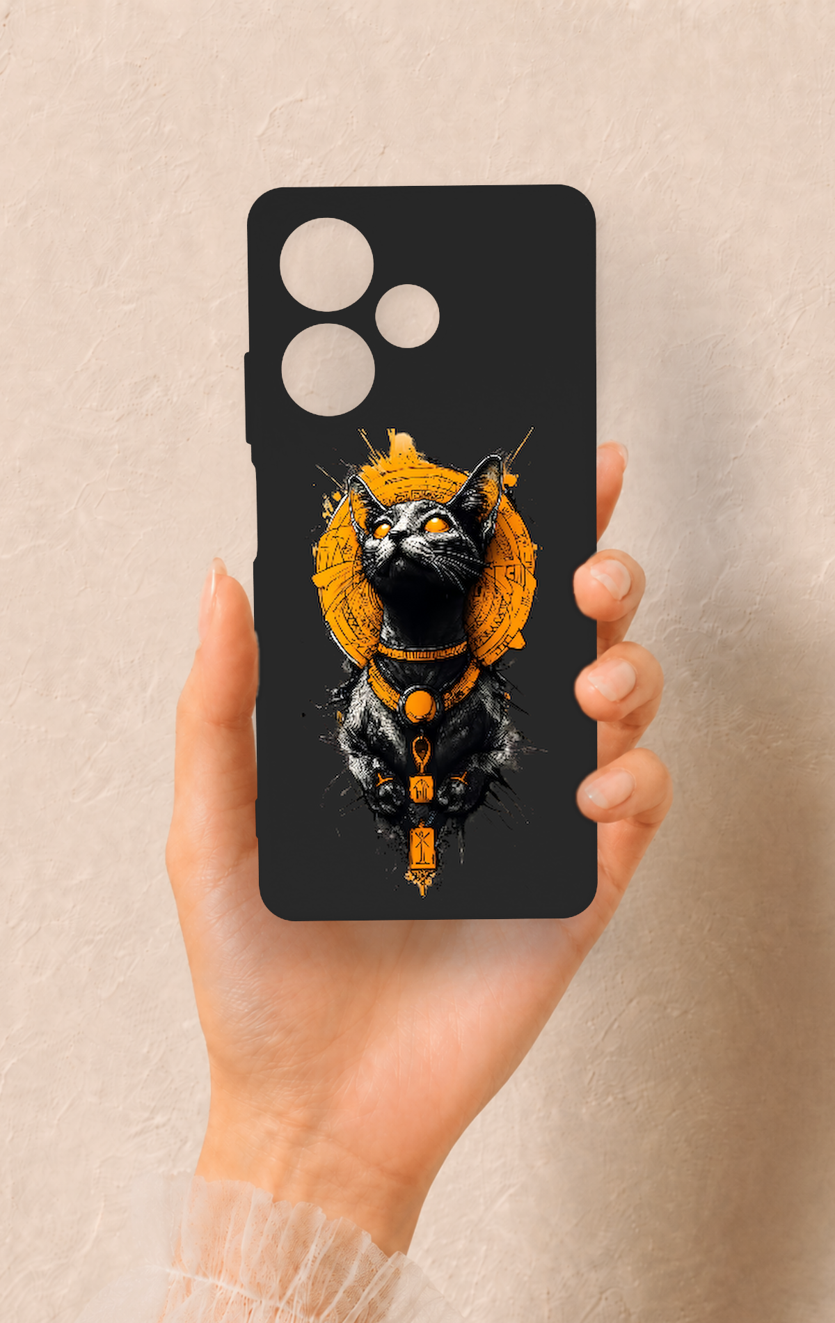 İnfinix Hot 30 Uyumlu Mısırlı Kedi Tanrısı Desenli Silikon Kılıf