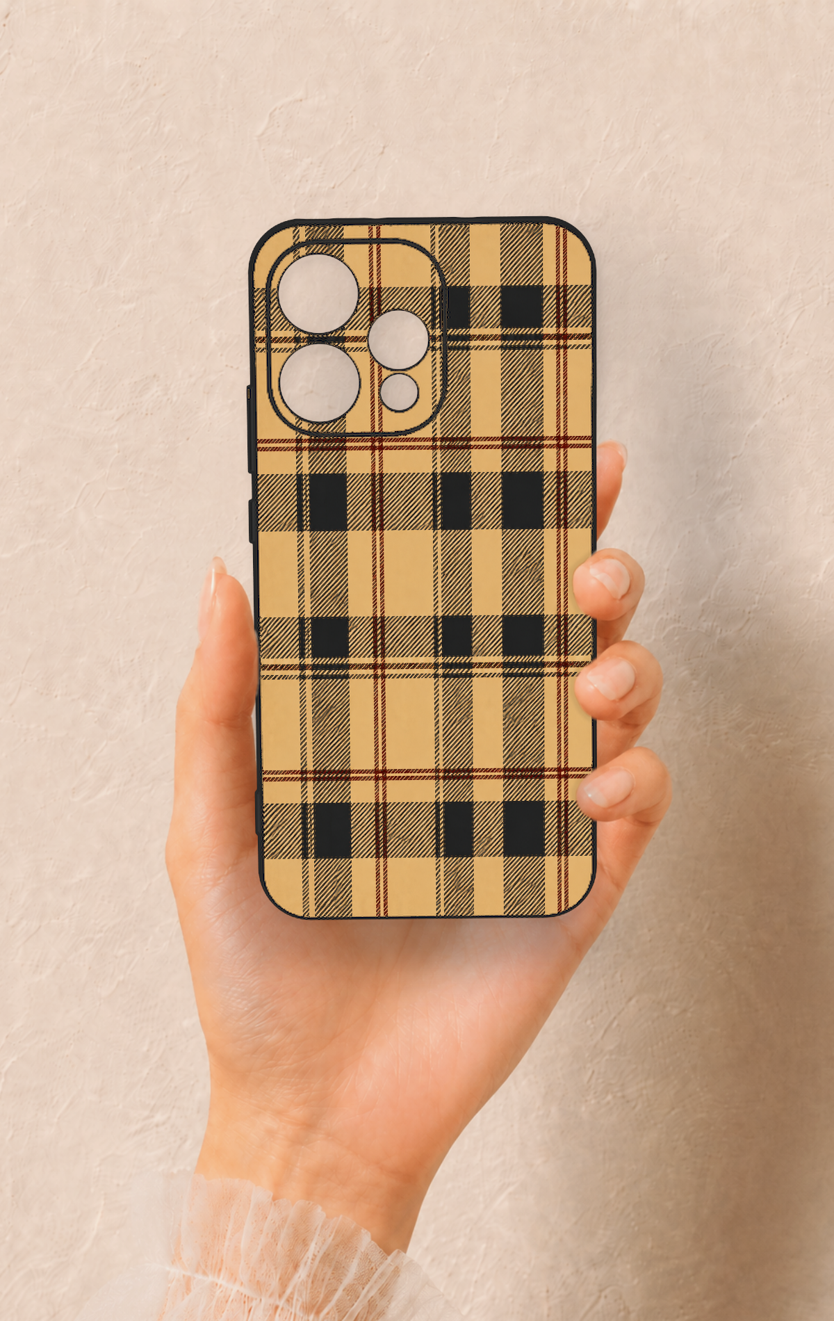 Oppo Reno 15 5G Uyumlu Burberry Ekose Desenli Silikon Kılıf