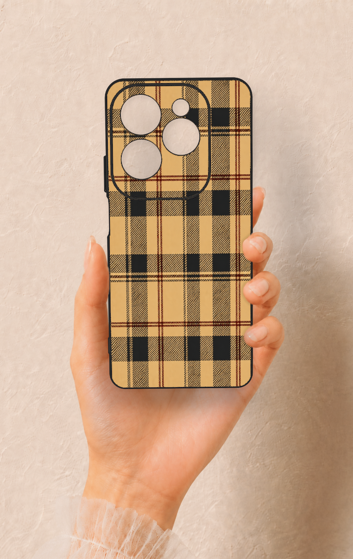 İnfinix Hot 40 Pro Uyumlu Burberry Ekose Desenli Silikon Kılıf