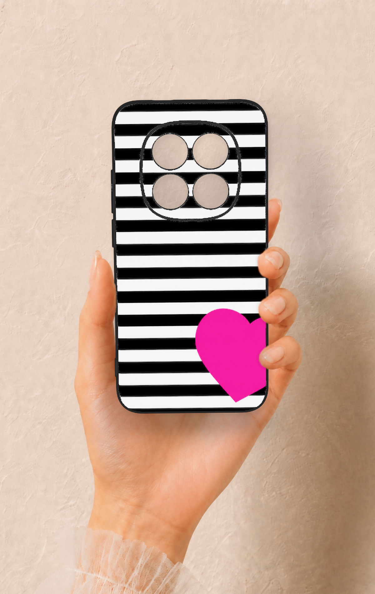 Redmi Note 15 Pro 5G Uyumlu Çizgili Kalp Desenli Silikon Kılıf