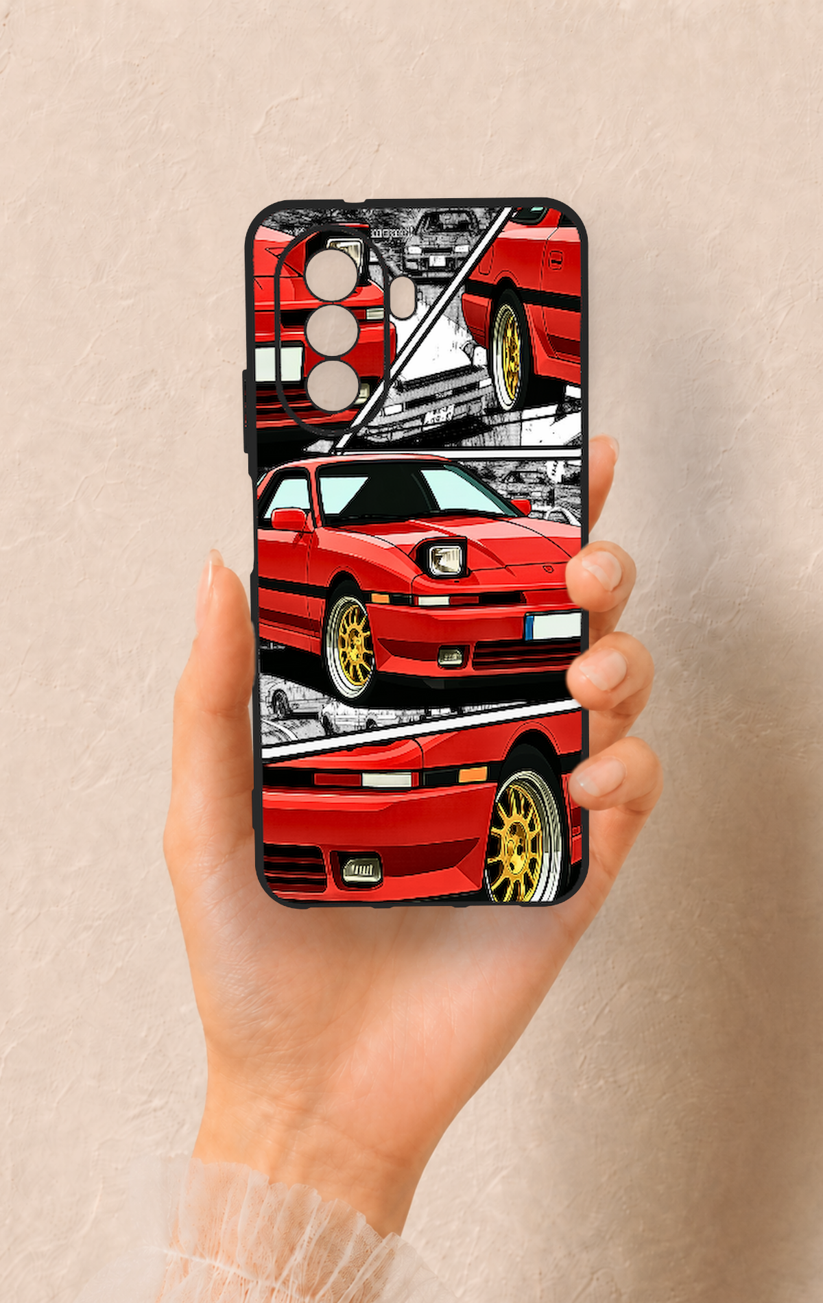 Huawei Nova Y70 Uyumlu Kırmızı Supra Desenli Silikon Kılıf