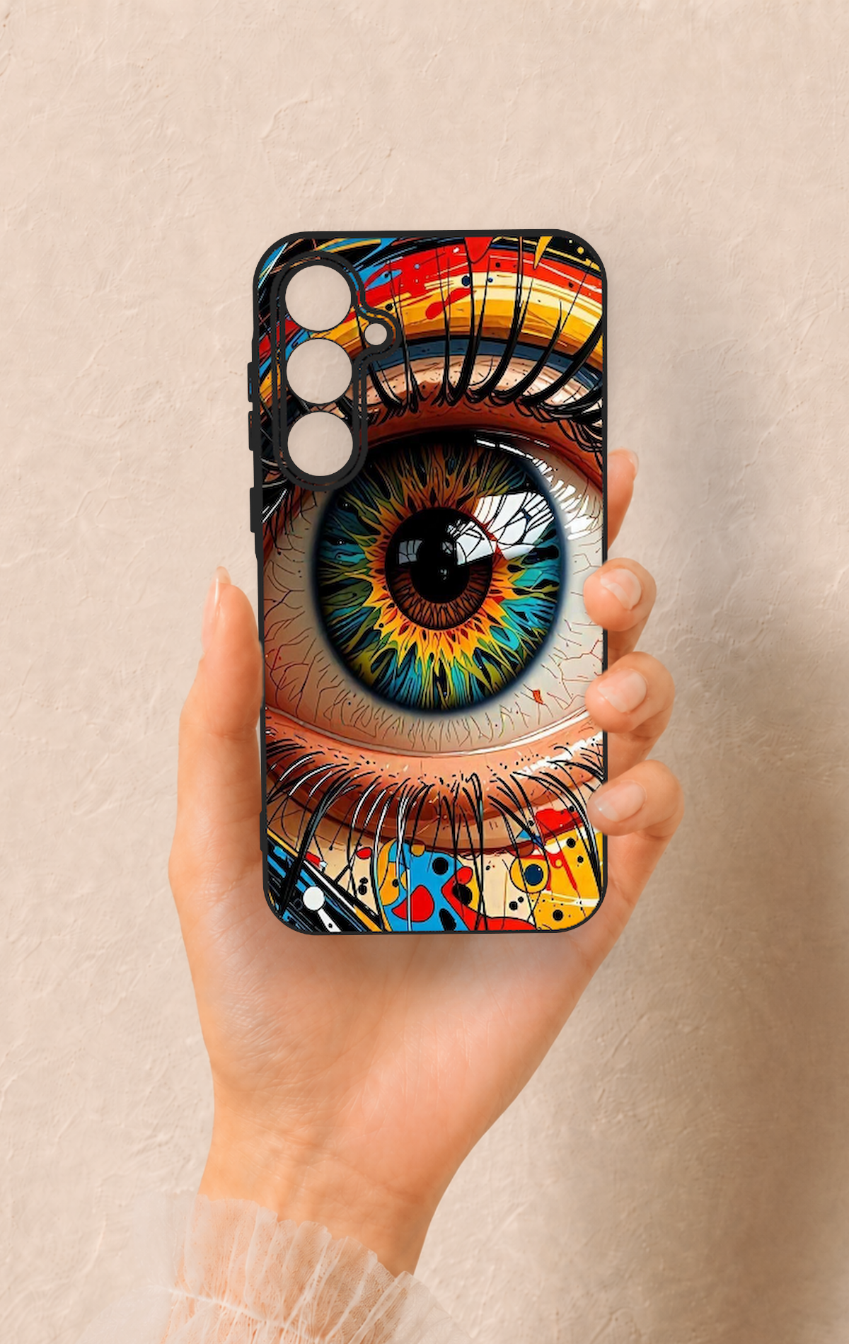 Samsung A35 Uyumlu Renkli Göz Bebeği Desenli Silikon Kılıf