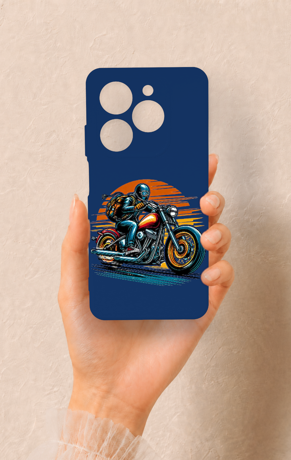 Tecno Spark 20C Uyumlu Moto Rider Desenli Silikon Kılıf