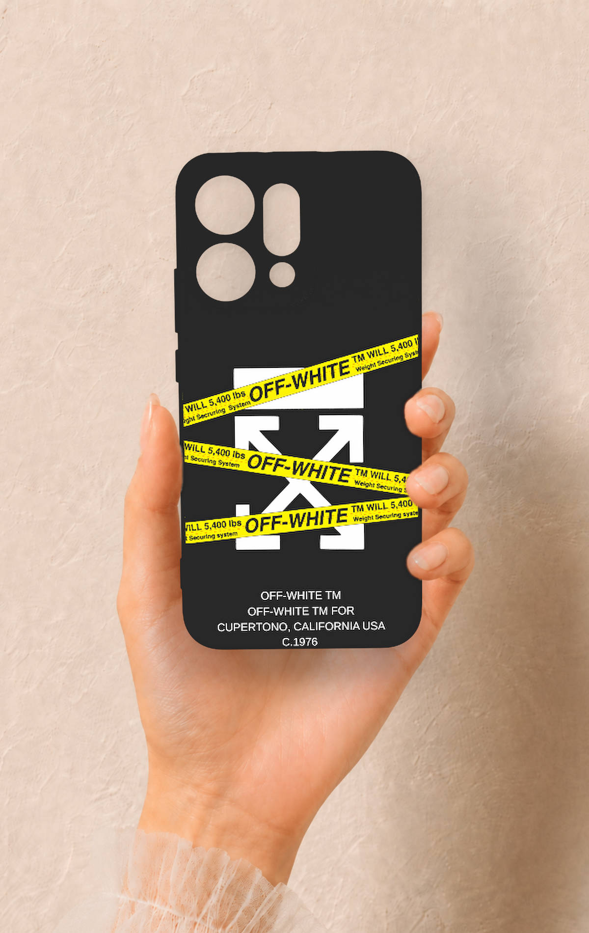 Oppo Reno 14 Uyumlu Off White Desenli Silikon Kılıf