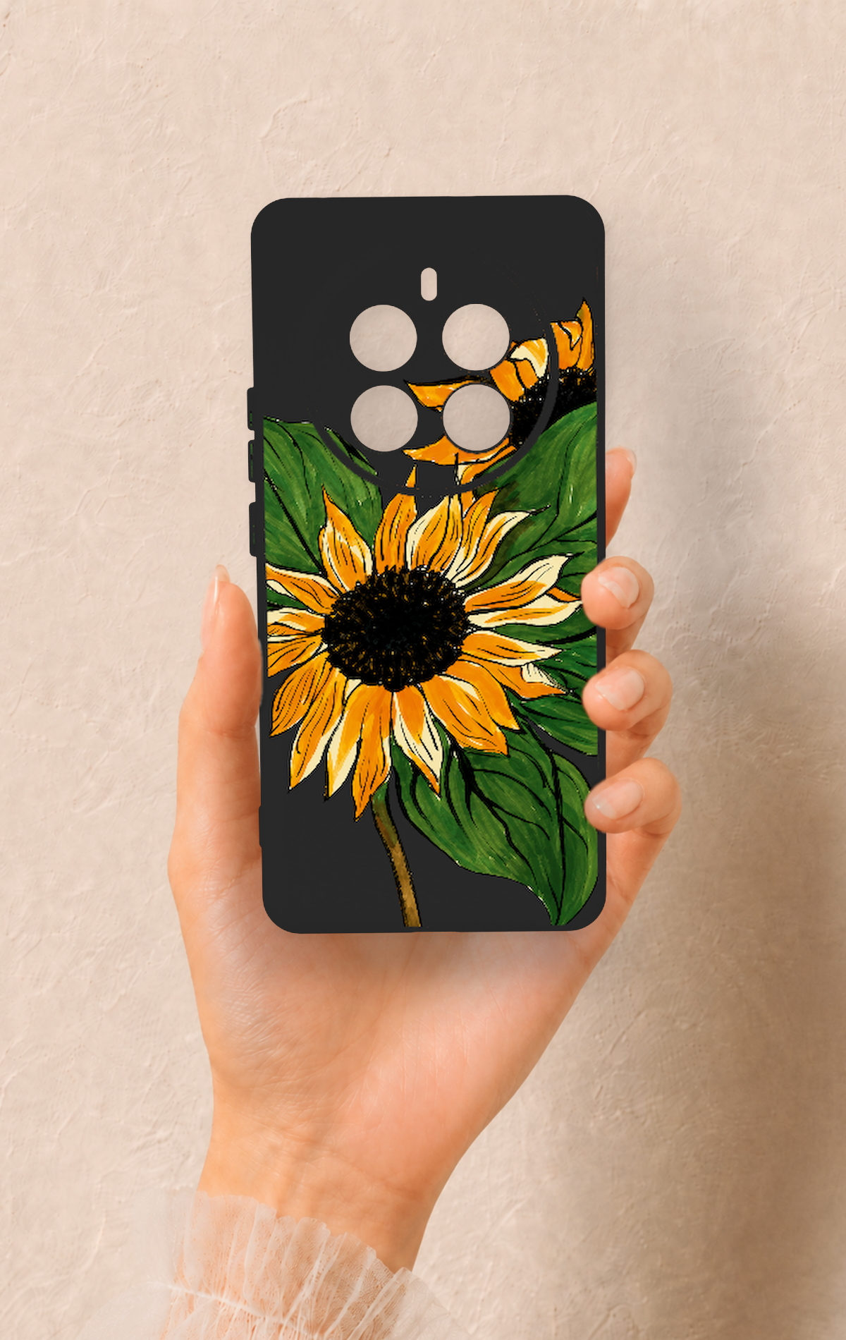 Realme 12 Pro Uyumlu Ay Çiçeği Desenli Silikon Kılıf