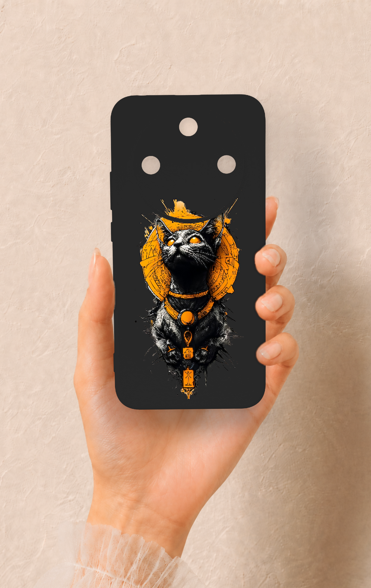 Honor Magic 8 Lite Uyumlu Mısırlı Kedi Tanrısı Desenli Silikon Kılıf