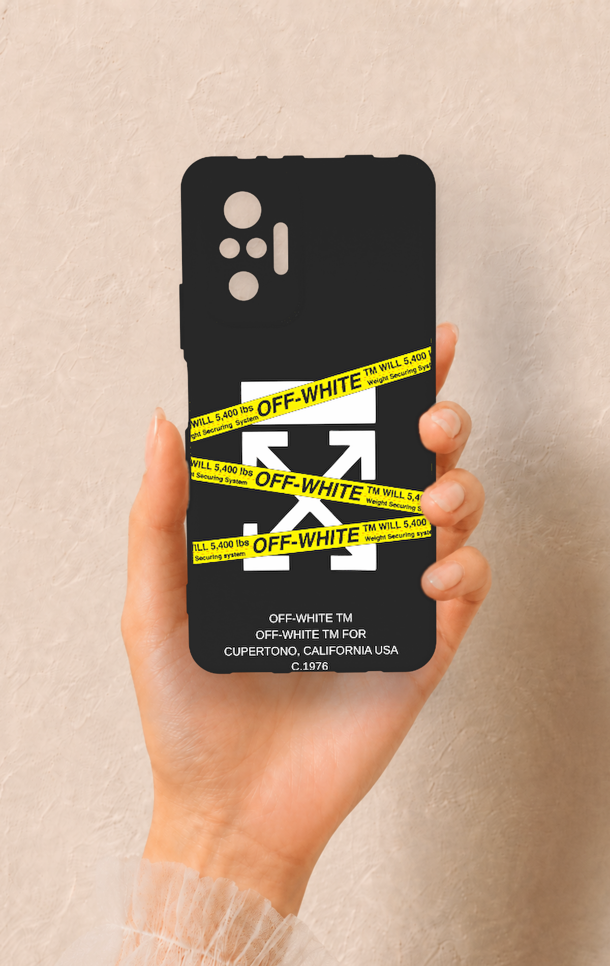 Redmi Note 10 Pro Uyumlu Off White Desenli Silikon Kılıf
