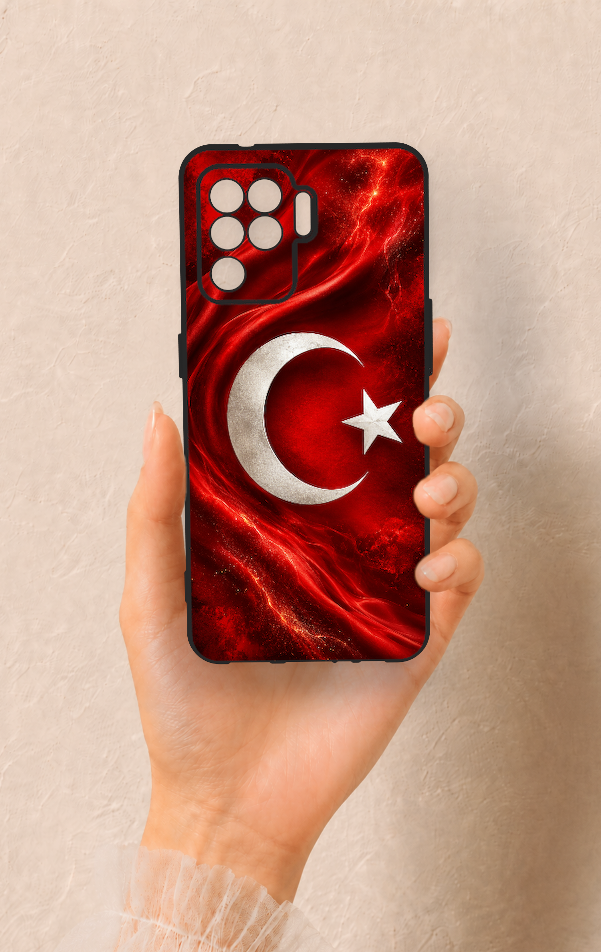 Oppo Reno 5 Lite Uyumlu Türk Bayrağı Desenli Silikon Kılıf
