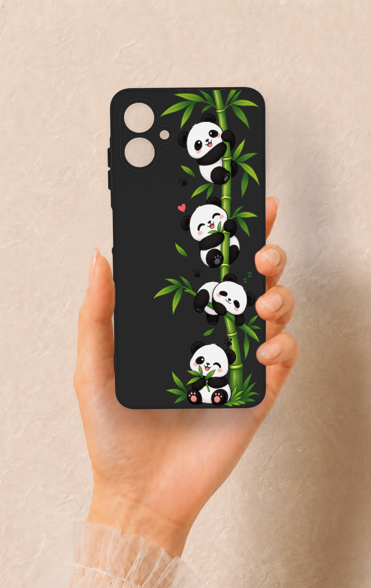 Samsung A06 Uyumlu Sevimli Panda Bambu Desenli Silikon Kılıf