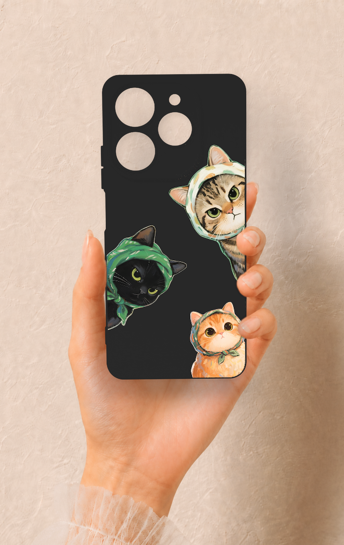 Tecno Spark 10 Pro Uyumlu Kedi Ekibi Desenli Silikon Kılıf