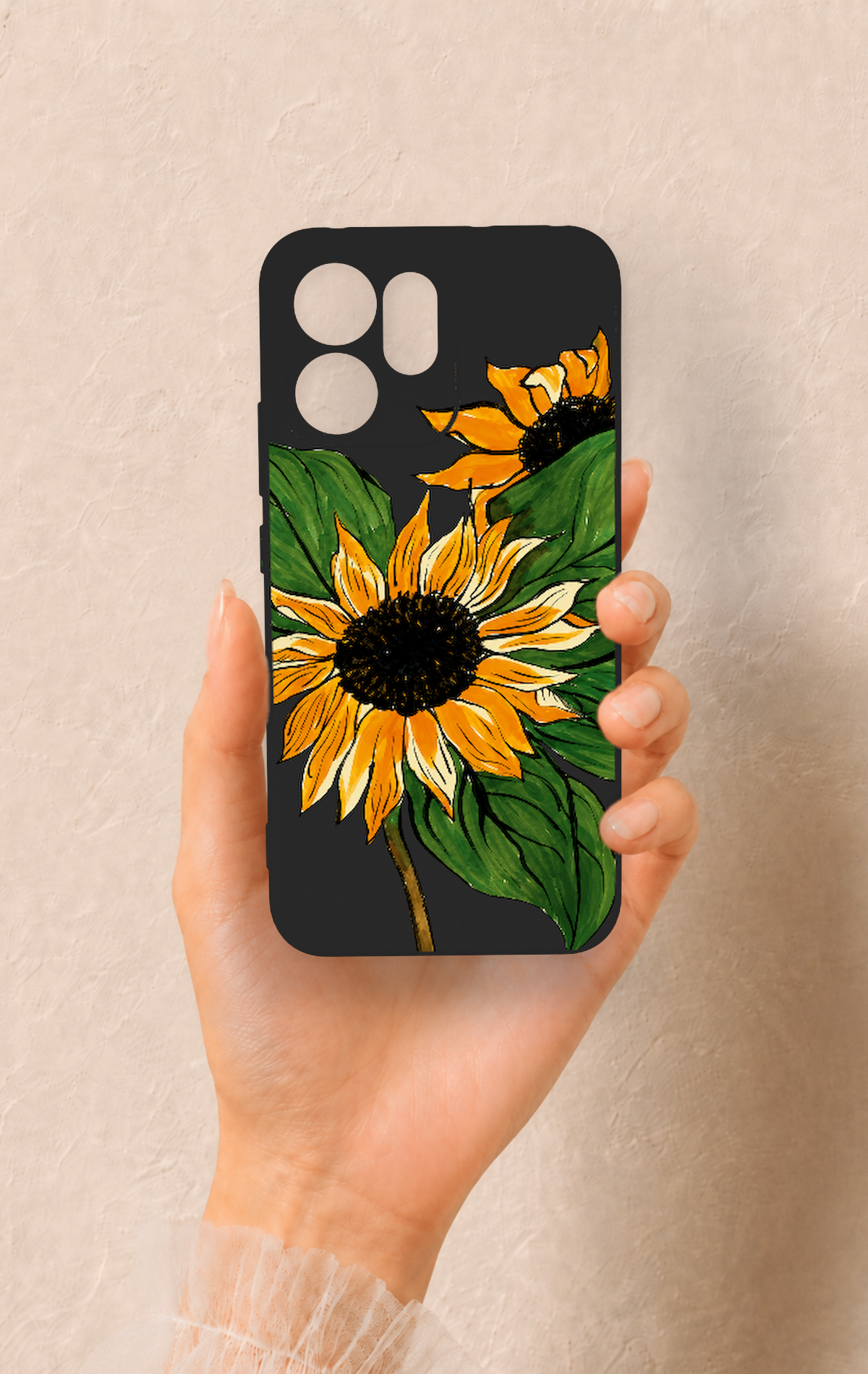Oppo Reno 14F Uyumlu Ay Çiçeği Desenli Silikon Kılıf
