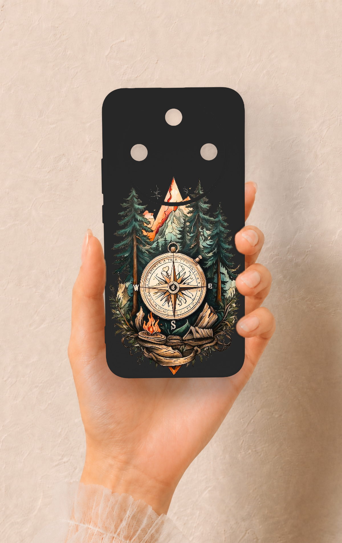 Honor Magic 8 Lite Uyumlu Pusula Orman Desenli Silikon Kılıf