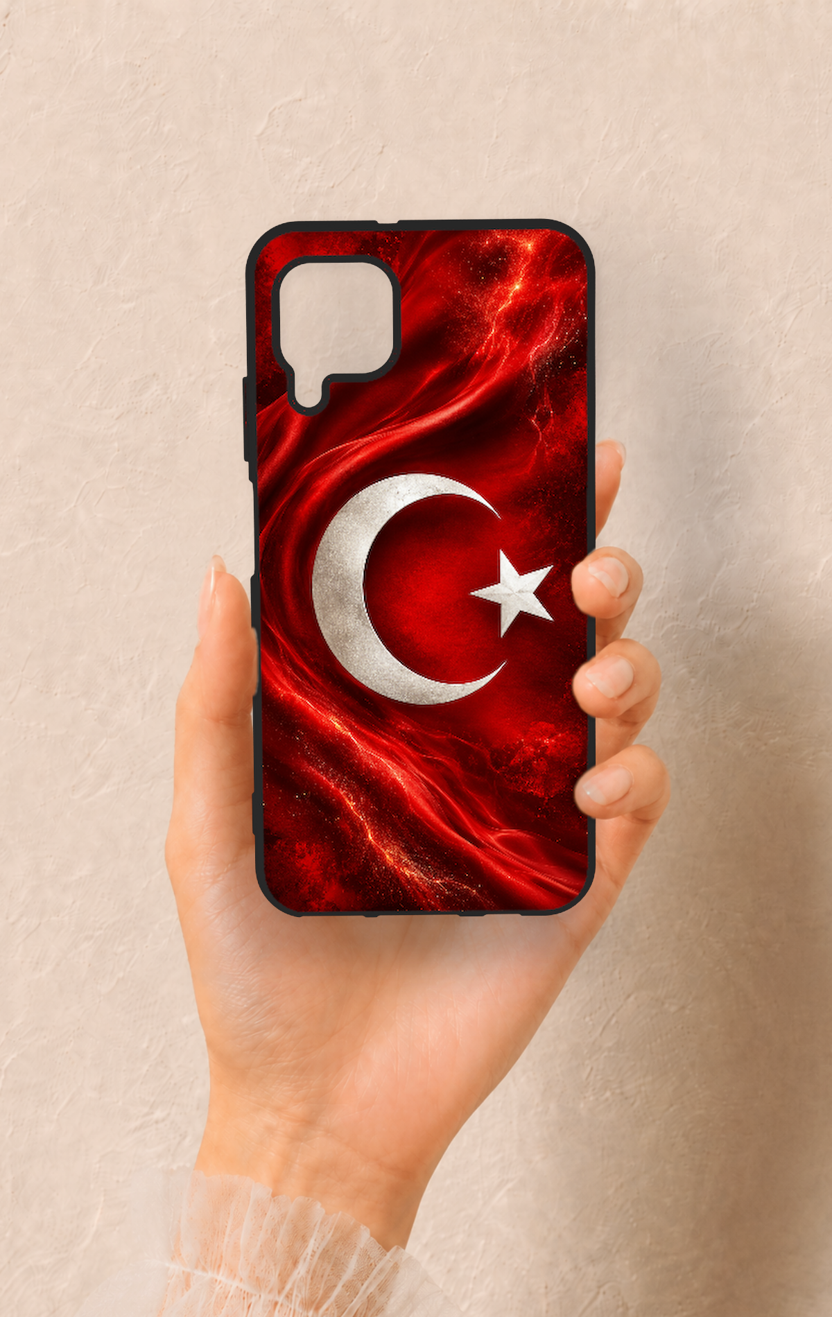 Huawei P40 Lite Uyumlu Türk Bayrağı Desenli Silikon Kılıf