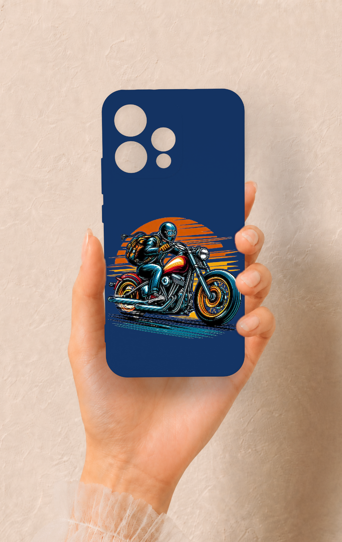 Oppo Reno 15 5G Uyumlu Moto Rider Desenli Silikon Kılıf