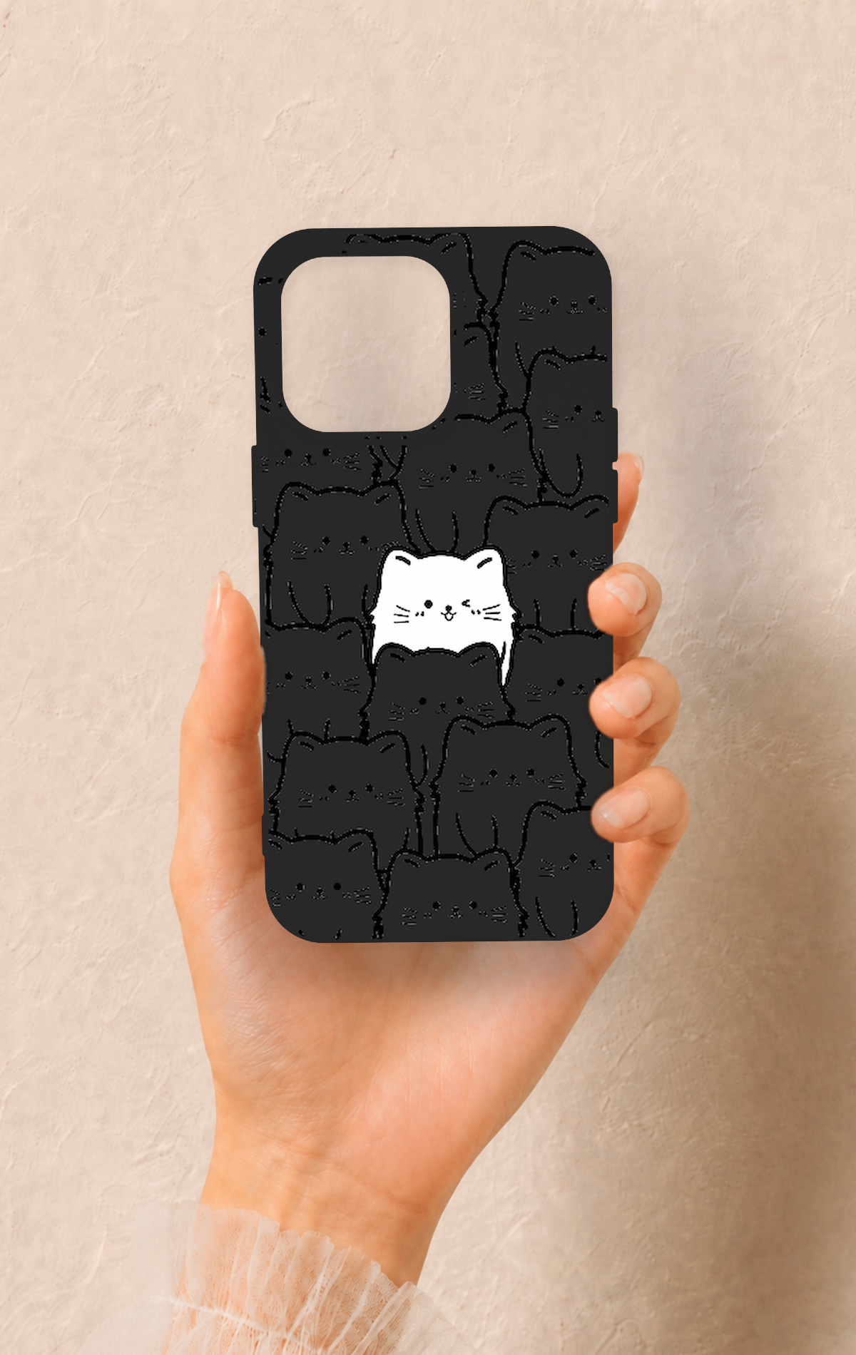 iPhone 15 Pro Max Uyumlu Many Cats Desenli Silikon Kılıf