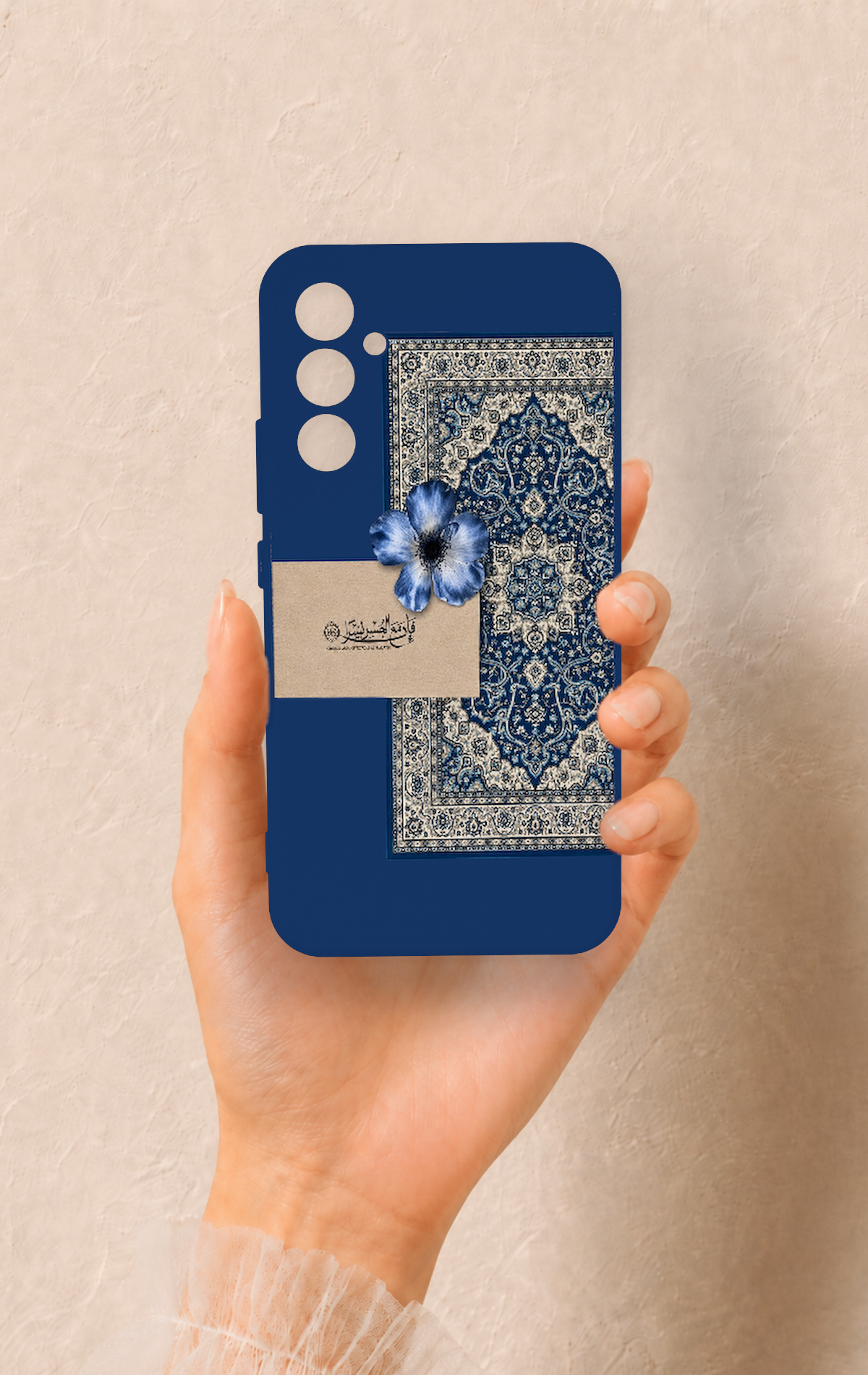 Samsung A34 Uyumlu Mavi Etnik Halı Desenli Silikon Kılıf