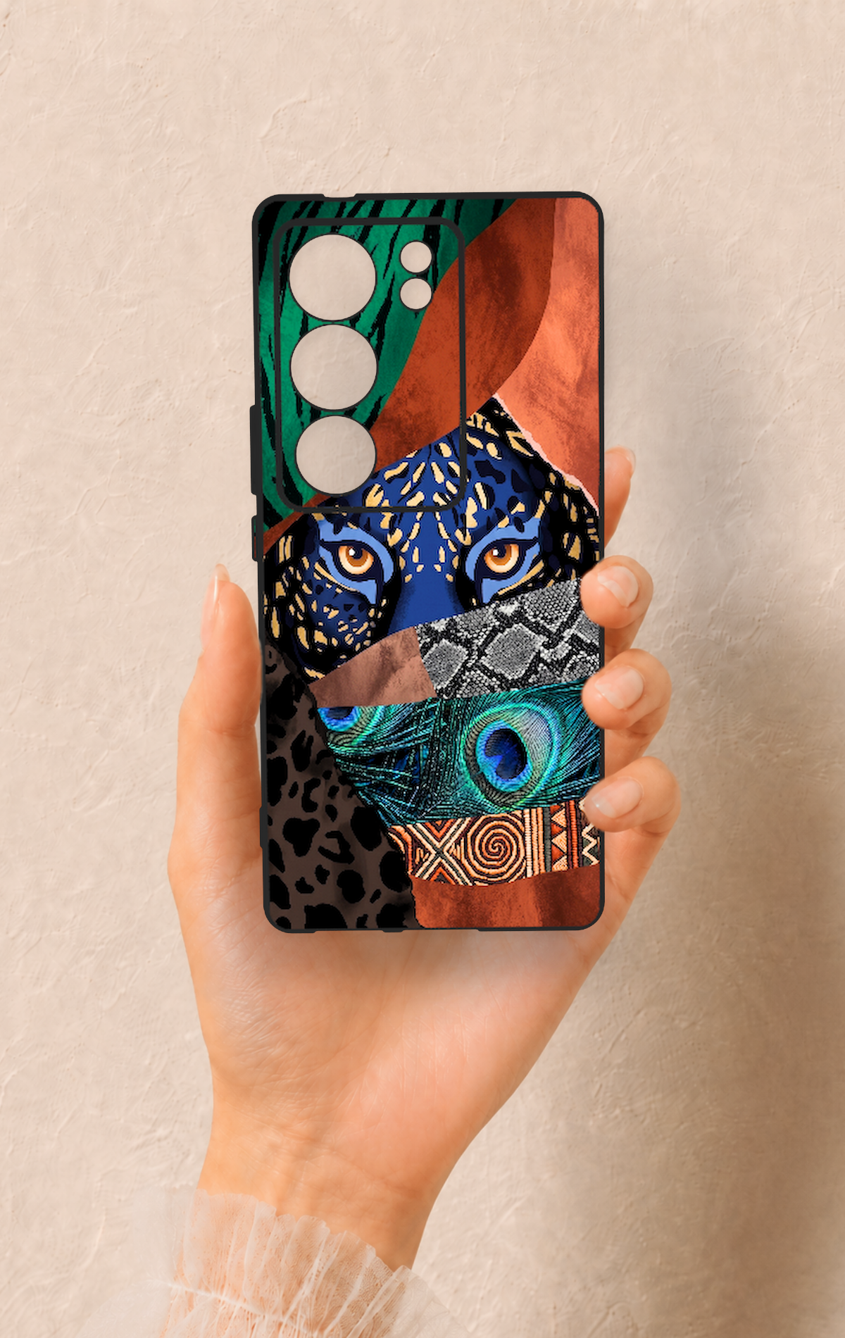 Vivo V29 Uyumlu Amazon Kaplan Desenli Silikon Kılıf