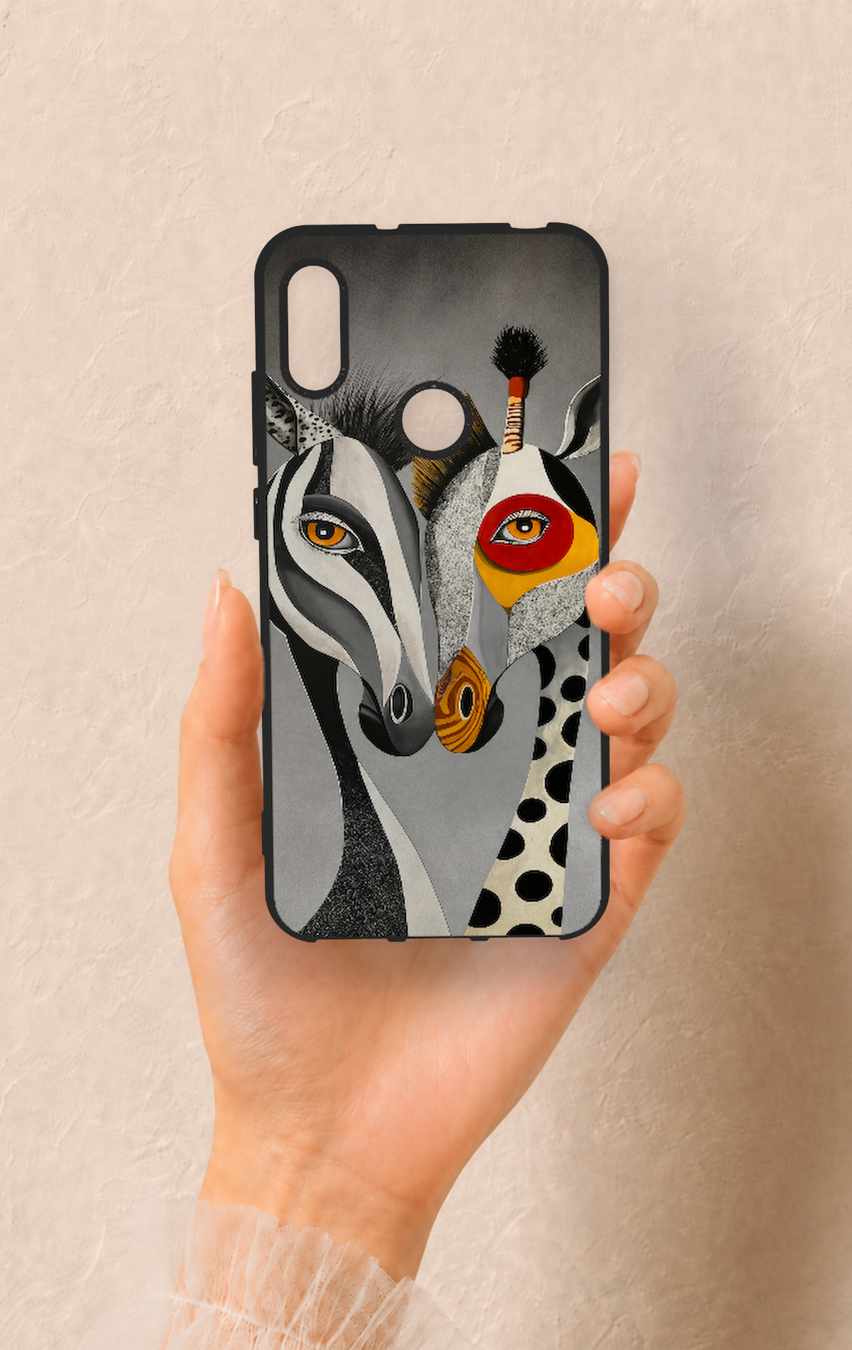 Huawei Y6 2019 Uyumlu Zebra ve Zürafa Desenli Silikon Kılıf