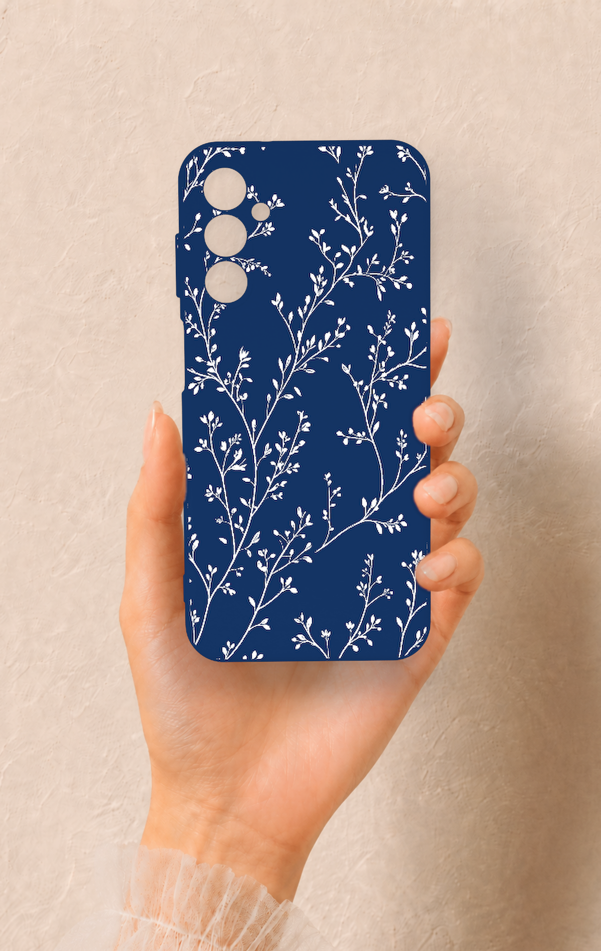 Samsung M14 Uyumlu İnce Yaprak Dalı Desenli Silikon Kılıf