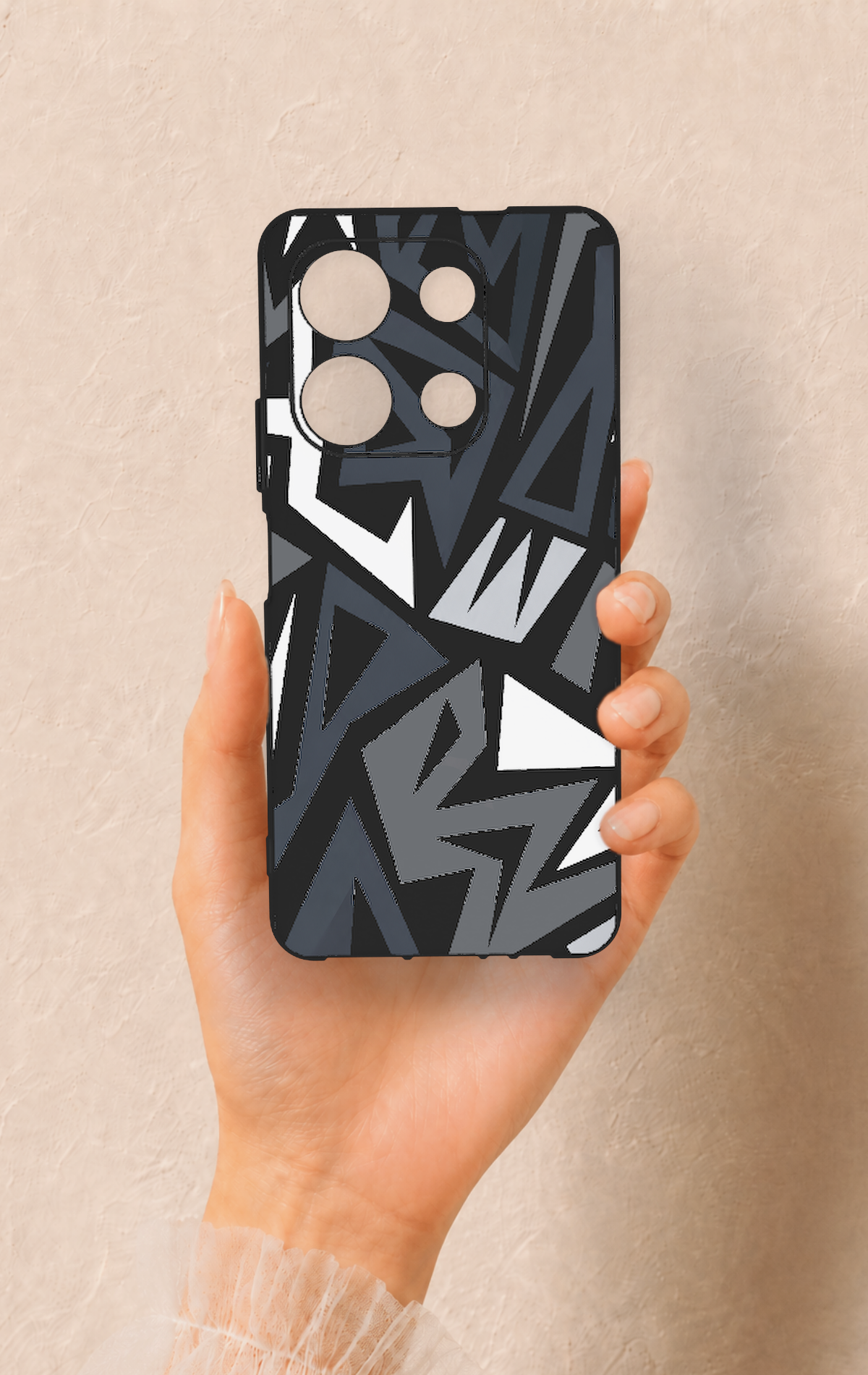 İnfinix Note 30 Uyumlu Geometrik Blok Desenli Silikon Kılıf