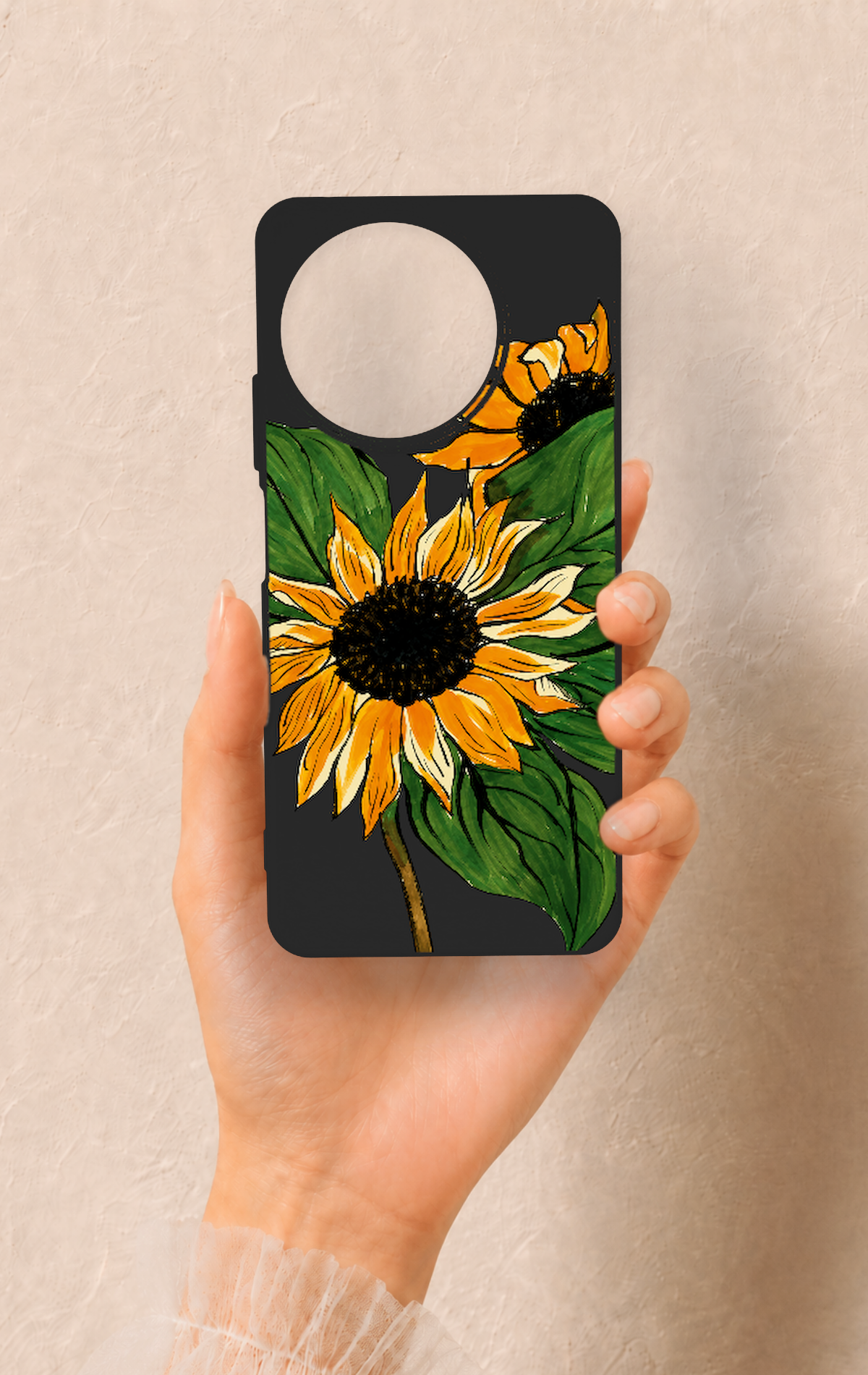 Realme 11 Uyumlu Ay Çiçeği Desenli Silikon Kılıf