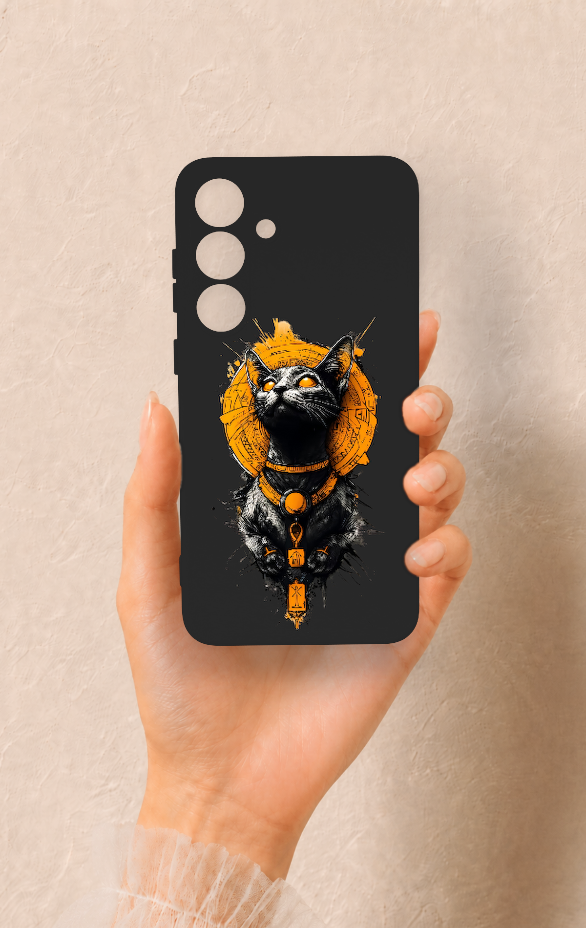 Samsung S25 Plus Uyumlu Mısırlı Kedi Tanrısı Desenli Silikon Kılıf