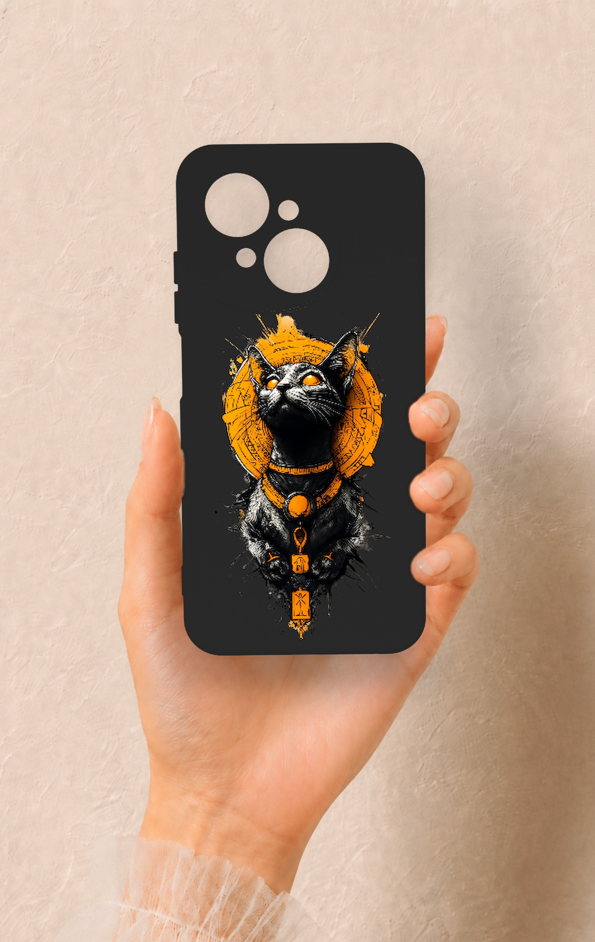 Tecno Spark Go1 Uyumlu Mısırlı Kedi Tanrısı Desenli Silikon Kılıf