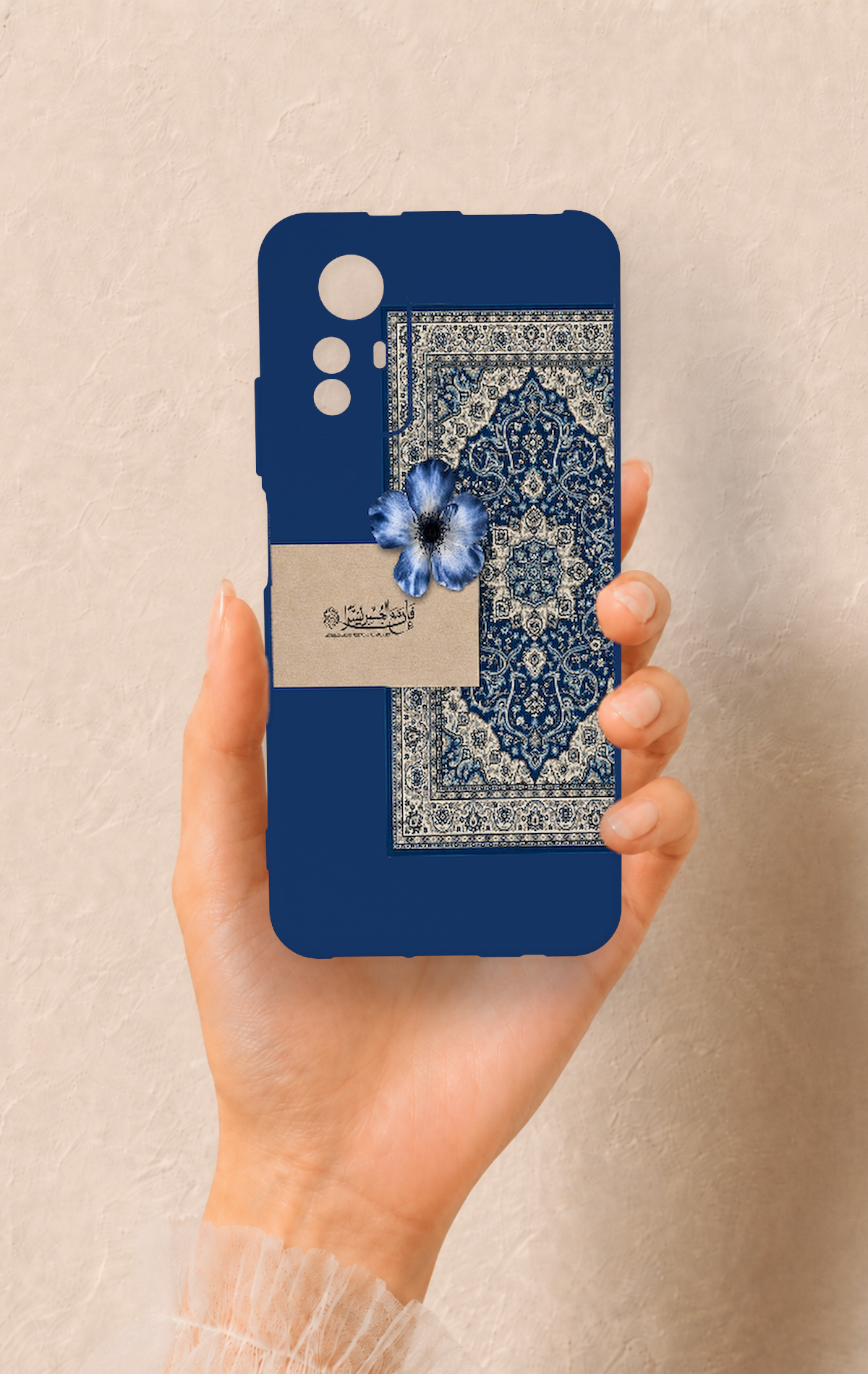 Redmi Note 12S Uyumlu Mavi Etnik Halı Desenli Silikon Kılıf