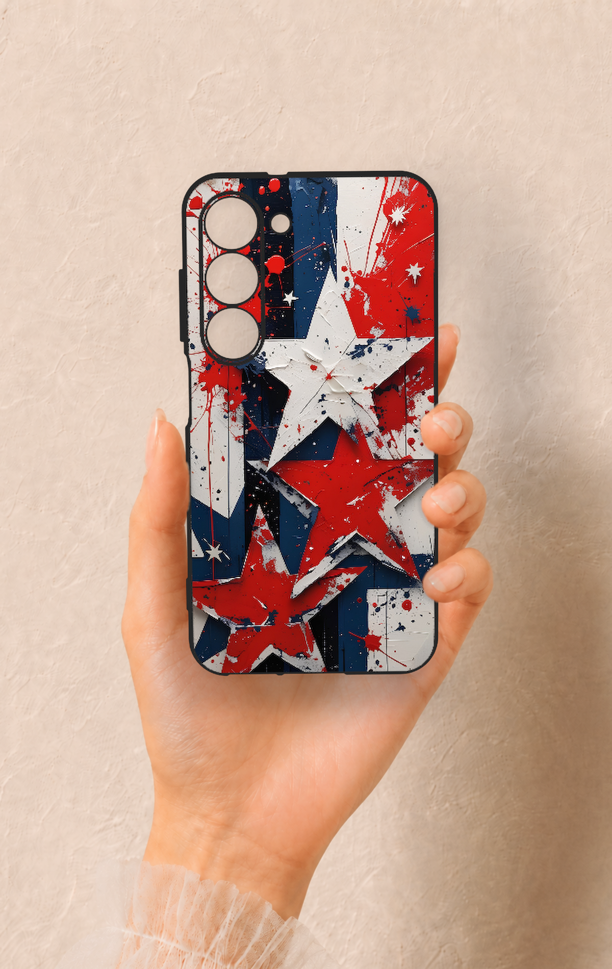 Samsung S23 Uyumlu Star Flag Desenli Silikon Kılıf
