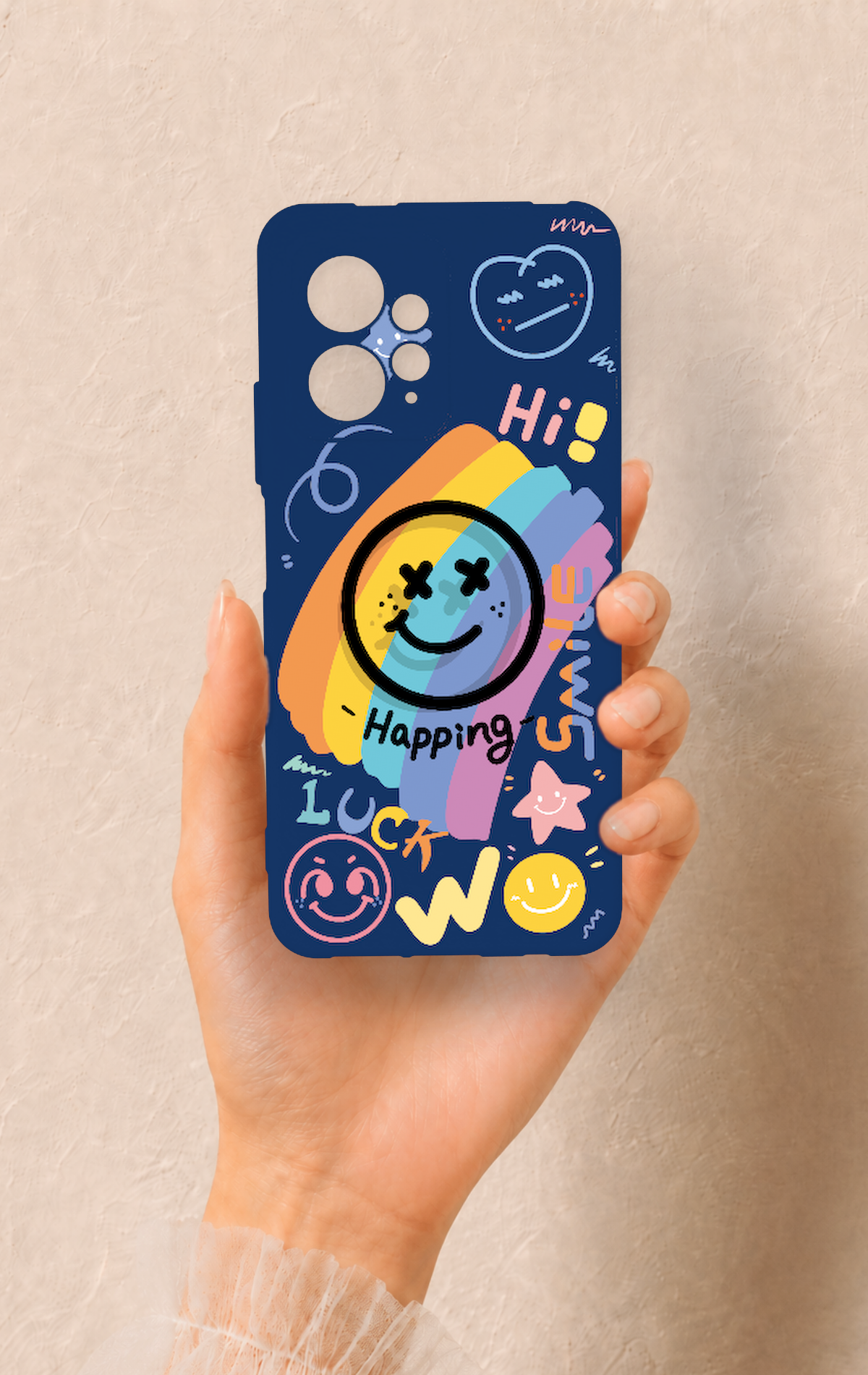 Redmi Note 12 4G Uyumlu Happing Smile Desenli Silikon Kılıf