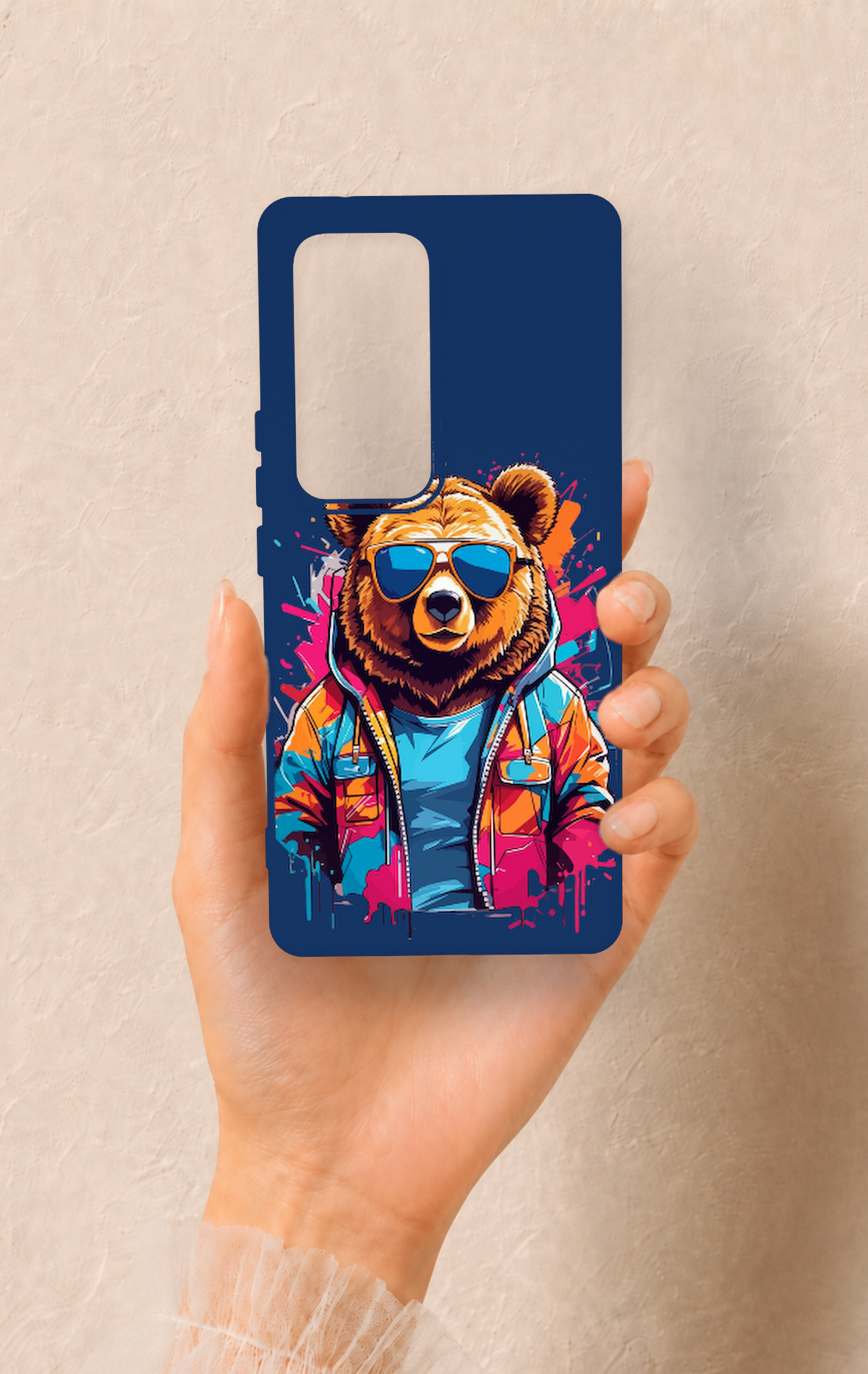 Vivo V30 Uyumlu Gözlüklü Ayı Desenli Silikon Kılıf
