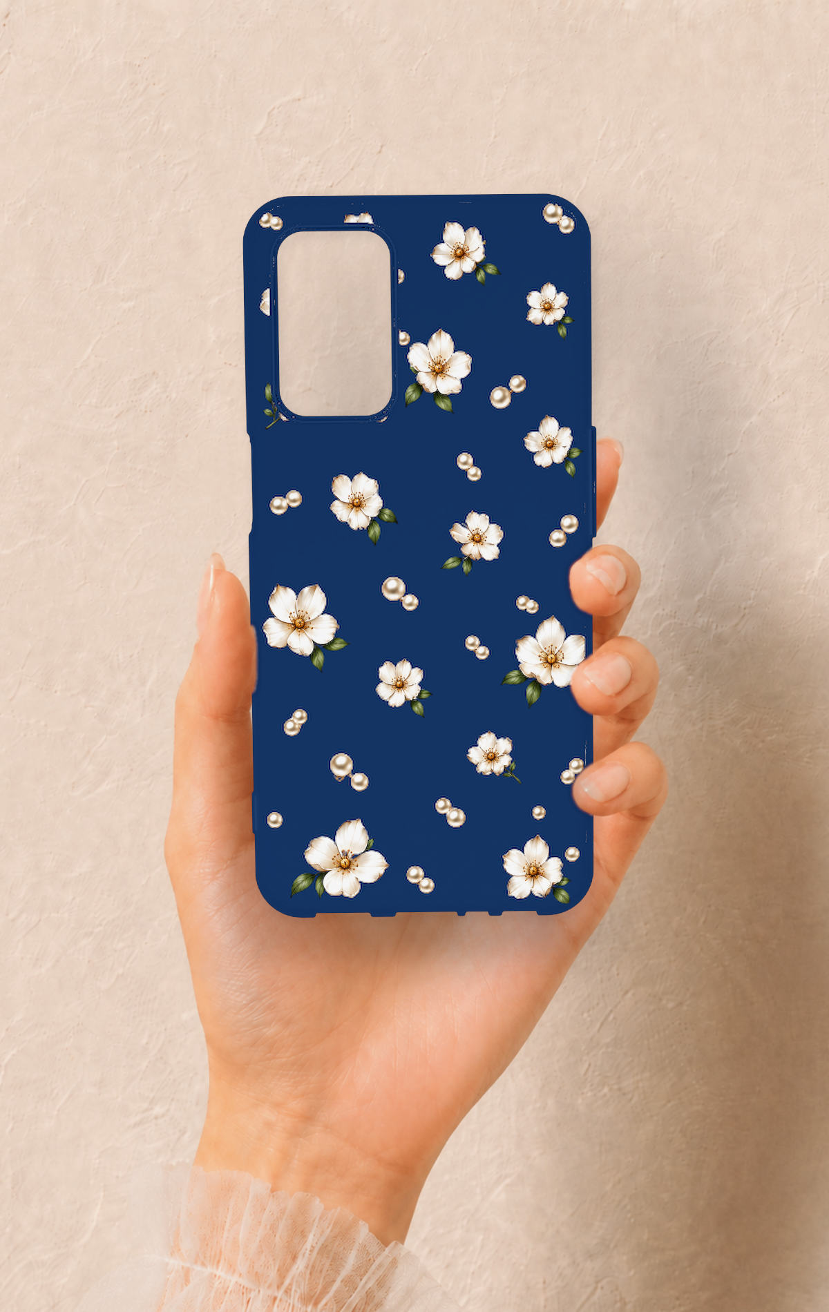 Oppo A55 Uyumlu Papatya İnci Desenli Silikon Kılıf