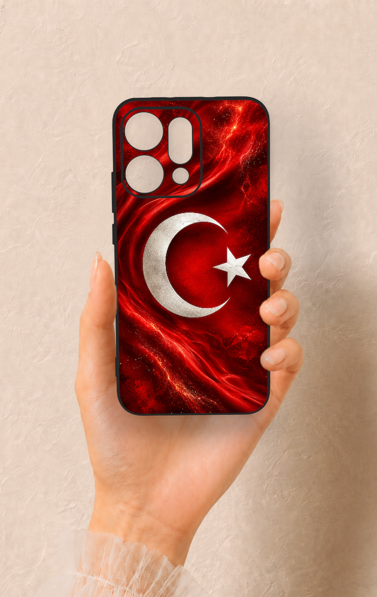 Oppo Reno 14 Uyumlu Türk Bayrağı Desenli Silikon Kılıf