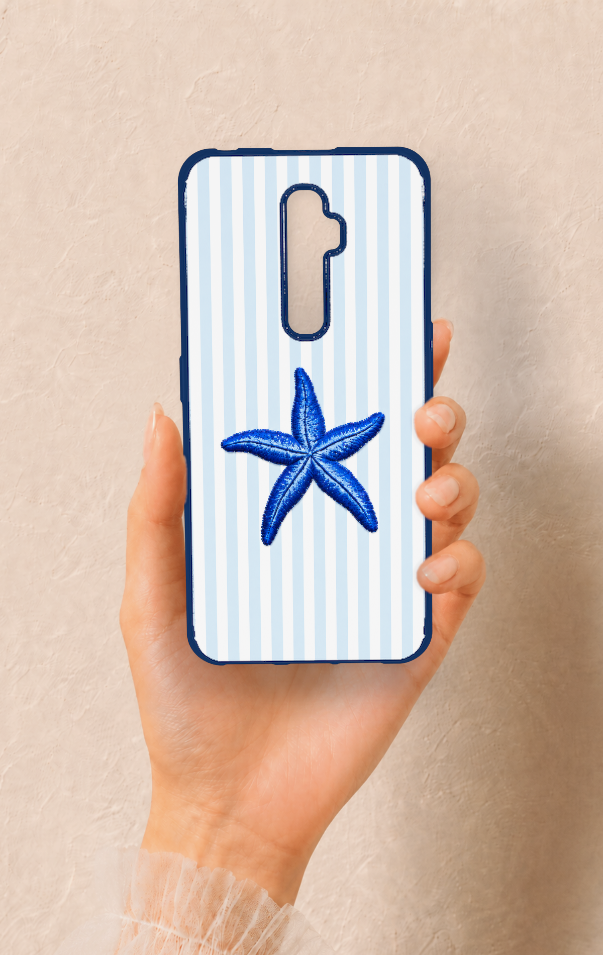 Oppo Reno 2Z Uyumlu Mavi Deniz Yıldızı Desenli Silikon Kılıf